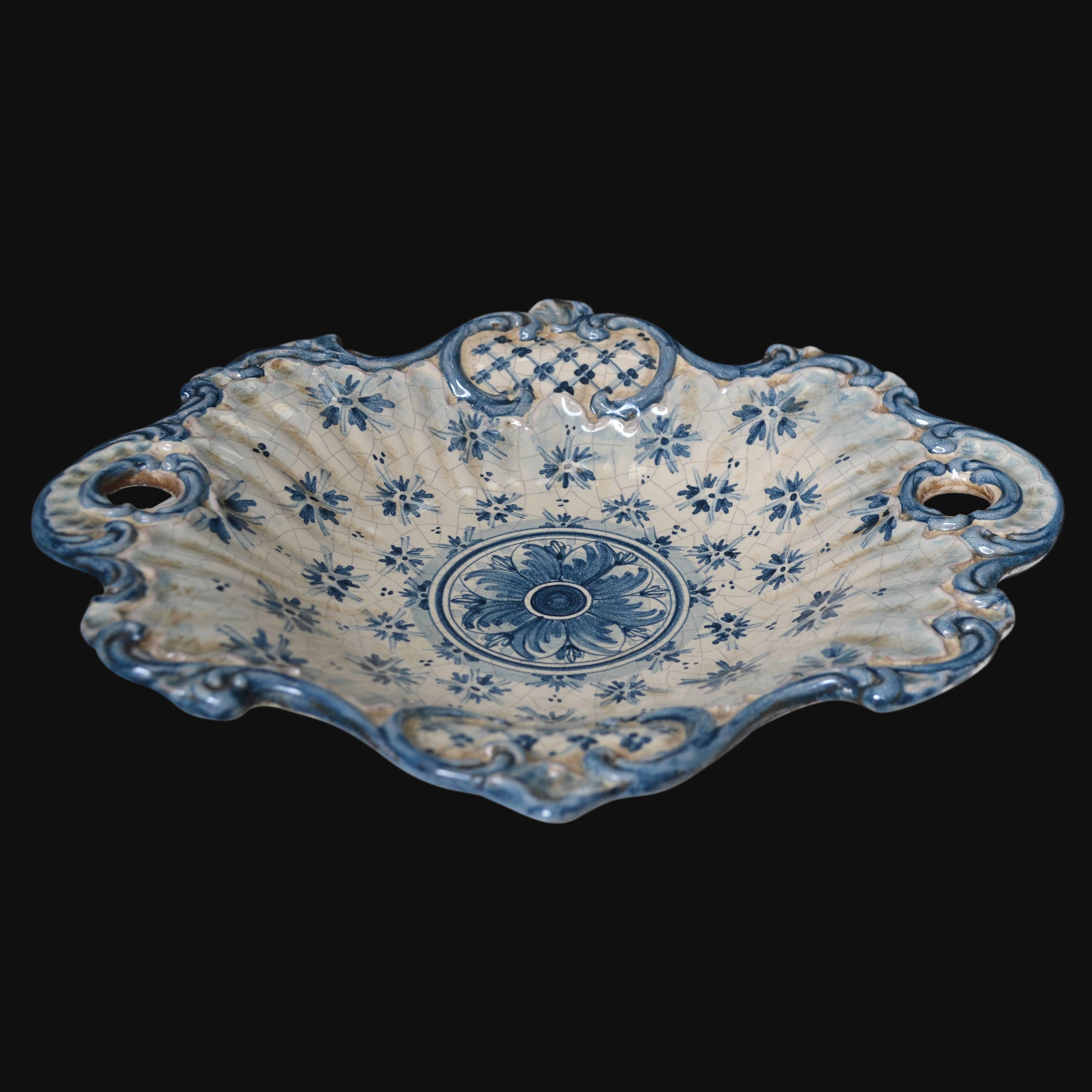 Centrotavola barocco 2° M 38x33 linea stars mono blu - Ceramiche di Caltagirone Sofia