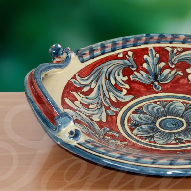 Centrotavola Ornato Blu e Bordeaux - Ceramiche artistiche di Caltagirone - Ceramiche di Caltagirone Sofia