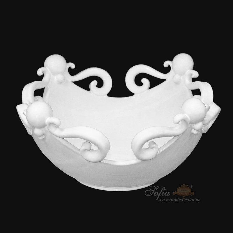 Centrotavola pallina white line Ø 25 cm / Ø 30 cm - Ceramiche di Caltagirone Sofia