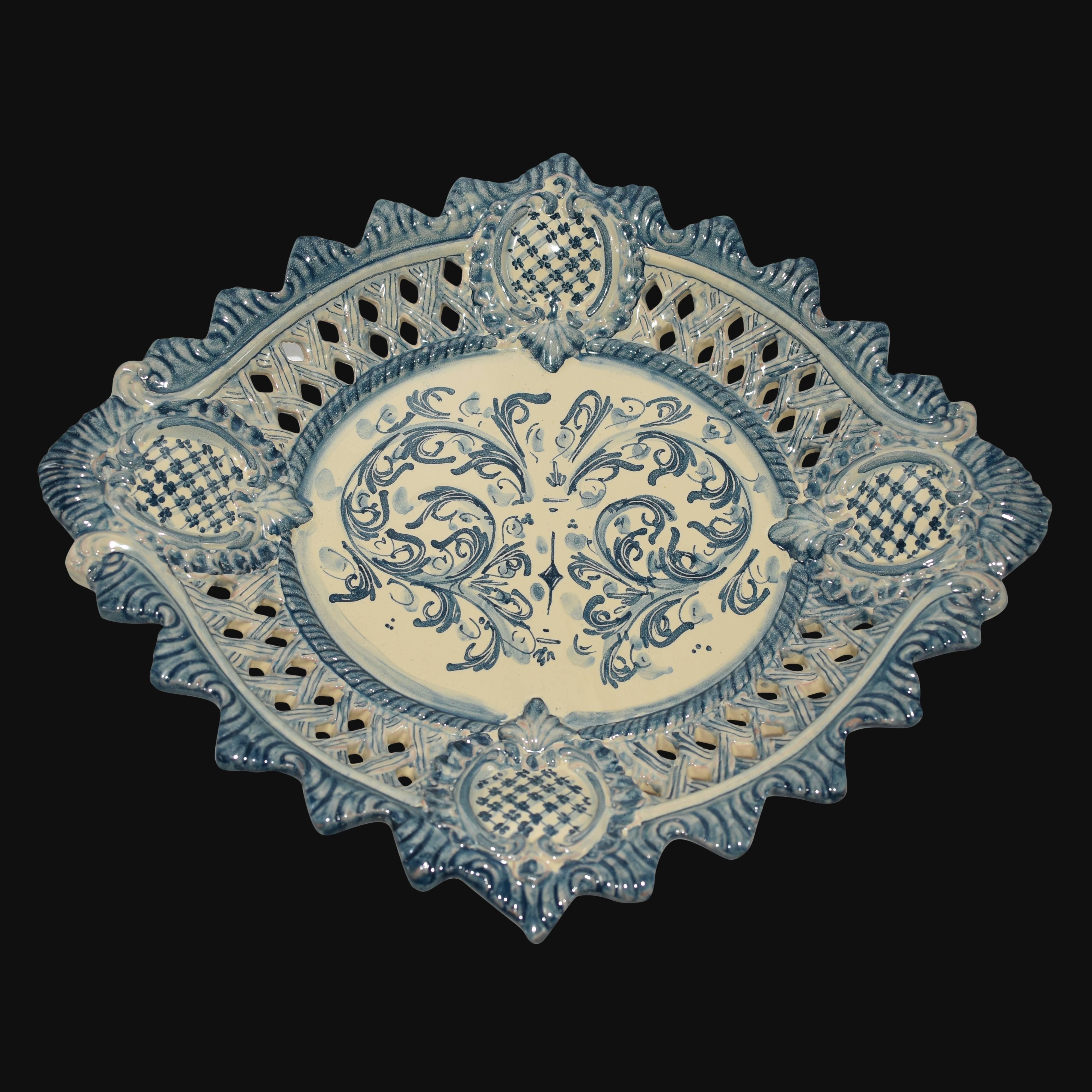 Centrotavola traforato 2° M 42x30 s. d'arte mono blu - Ceramiche di Caltagirone Sofia