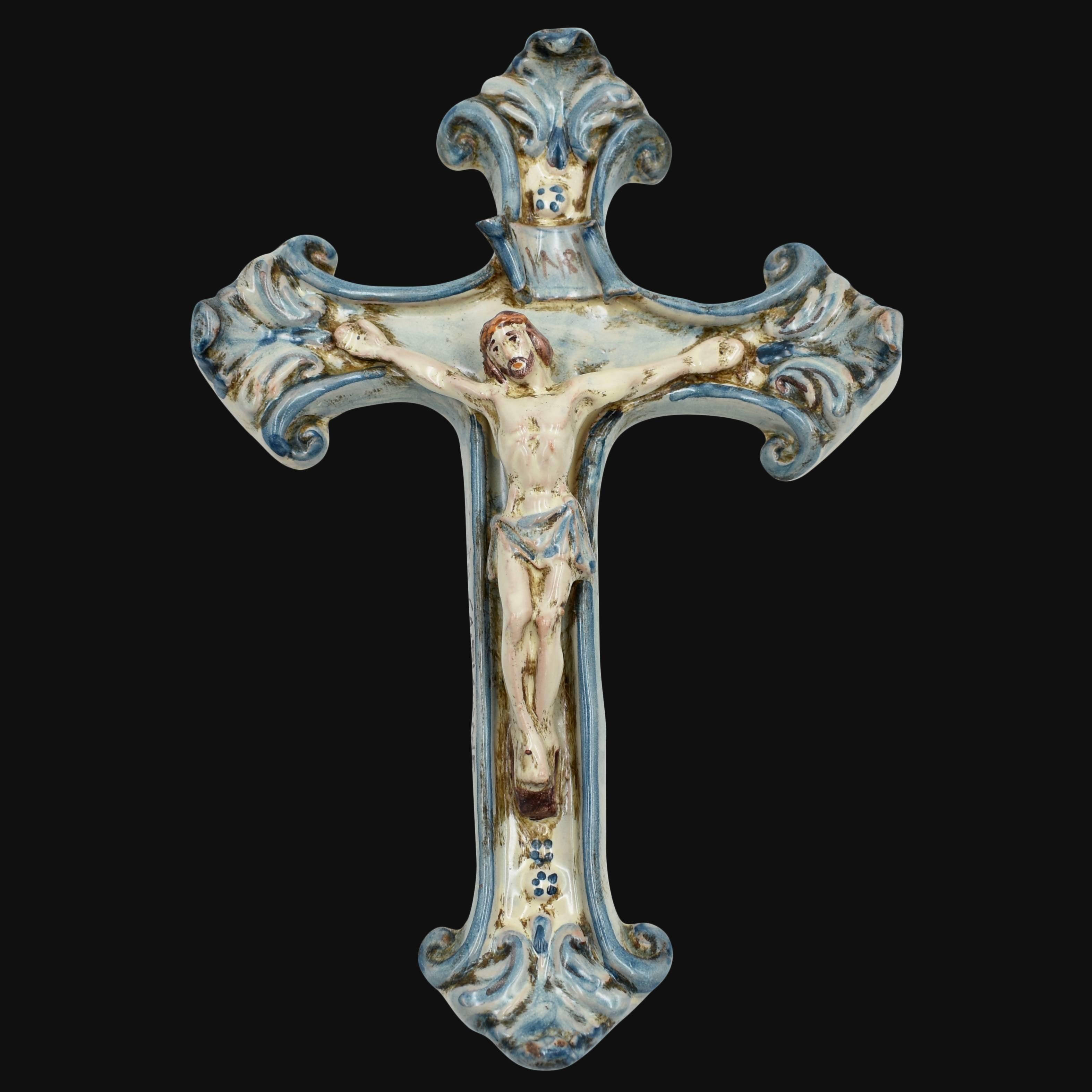 Crocifisso medio 16x24 mono blu - Ceramiche di Caltagirone Sofia