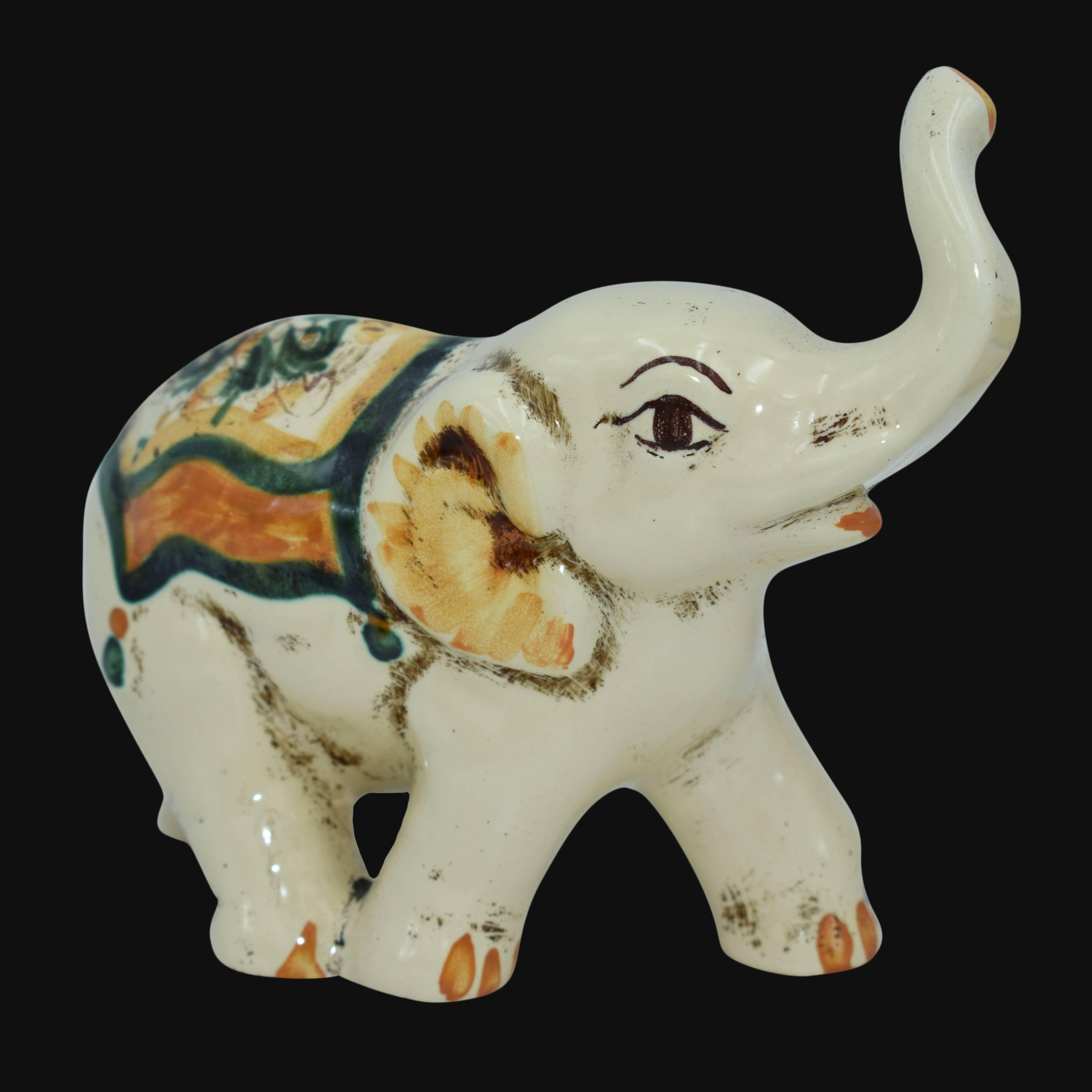 Elefante in ceramica s. arte verde e arancio - Ceramiche di Caltagirone Sofia - Ceramiche di Caltagirone Sofia