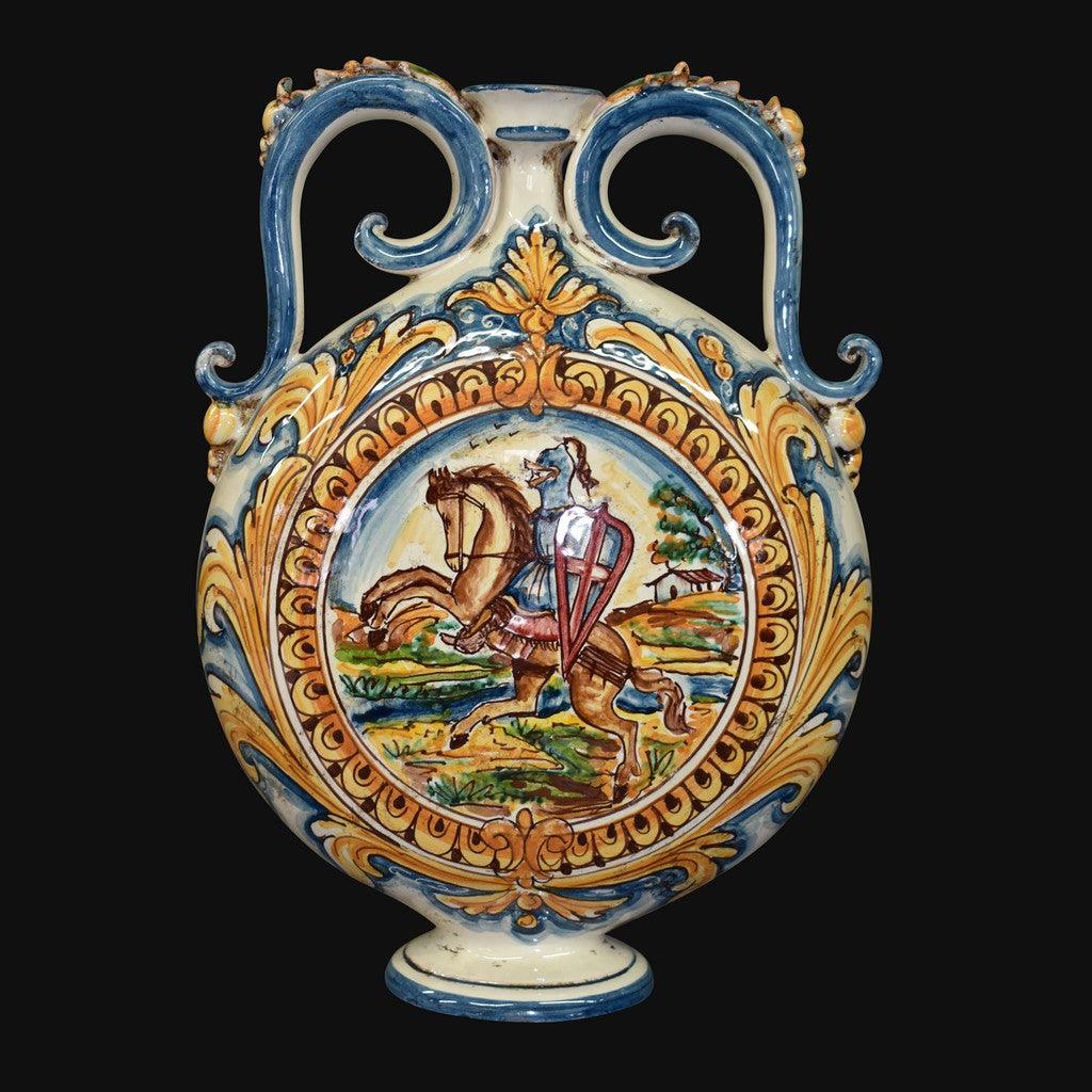 Fiasca a ciambella 23x32 c/cavaliere antiche riproduzioni di caltagirone - Ceramiche di Caltagirone Sofia