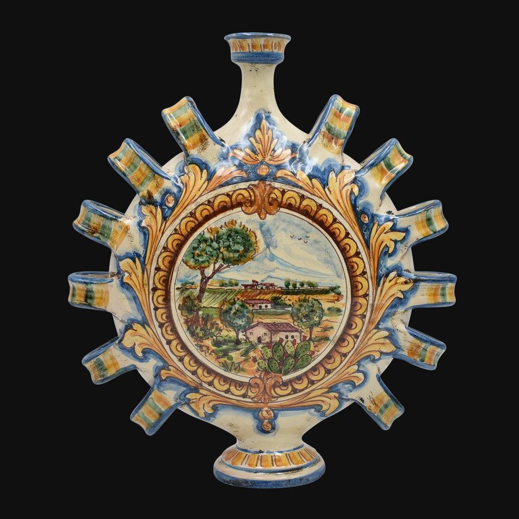 Fiasca a ciambella c/manici 40x45 c/paesaggio antiche riproduzioni di caltagirone - Ceramiche di Caltagirone Sofia