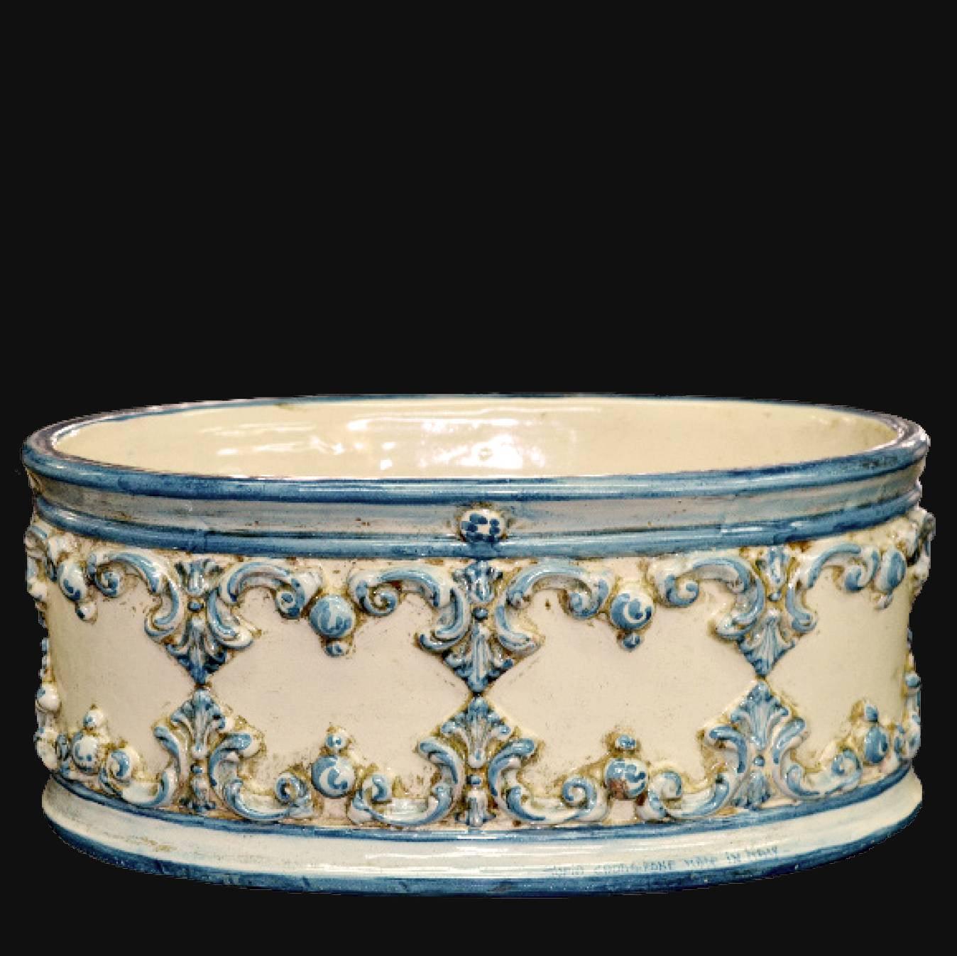 Fioriera ovale s/ghirigori 31x15 plastico Sofia mono blu - Ceramiche di Caltagirone Sofia - Ceramiche di Caltagirone Sofia