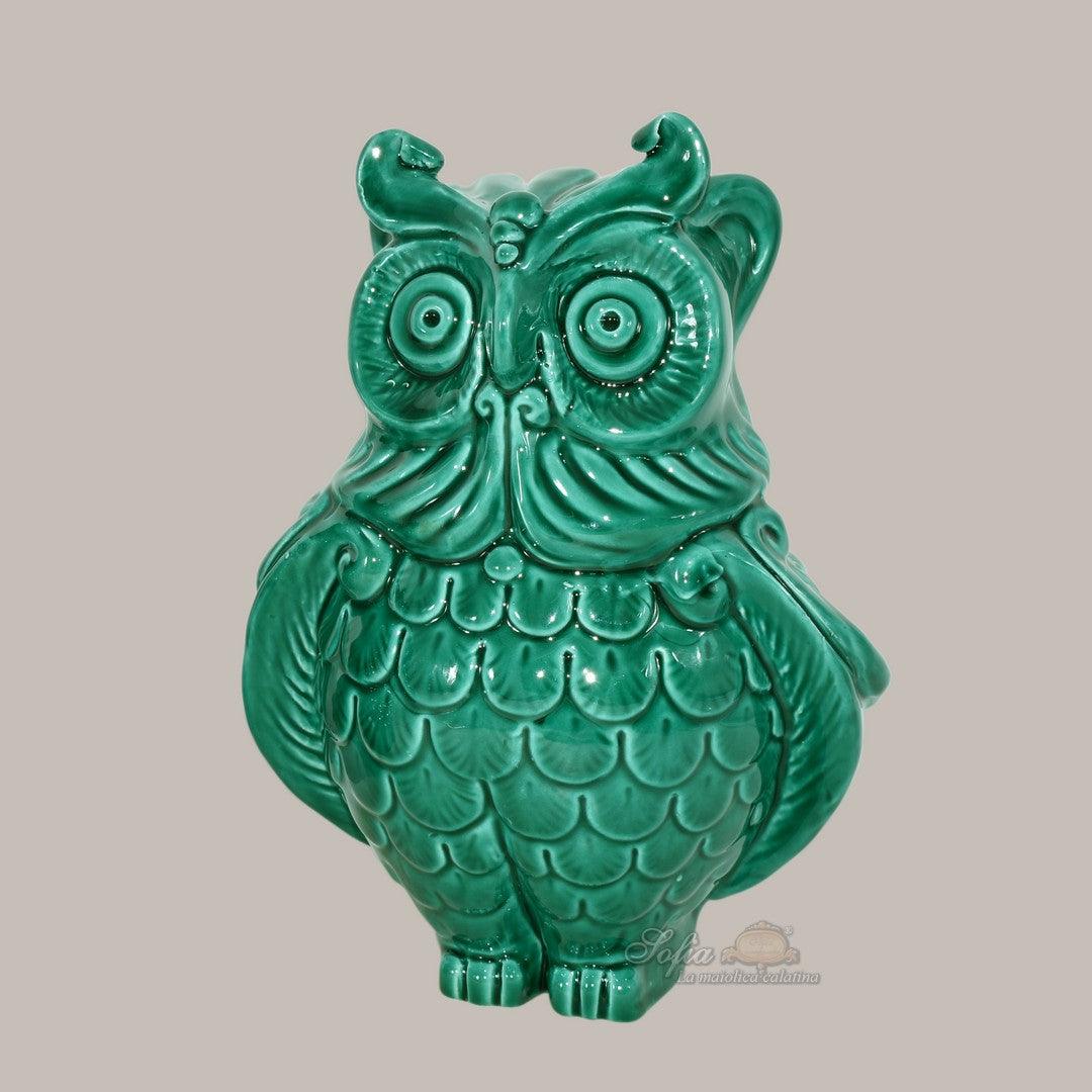 Gufo h 20 Verde Smeraldo - Animali in ceramica - Ceramiche di Caltagirone Sofia
