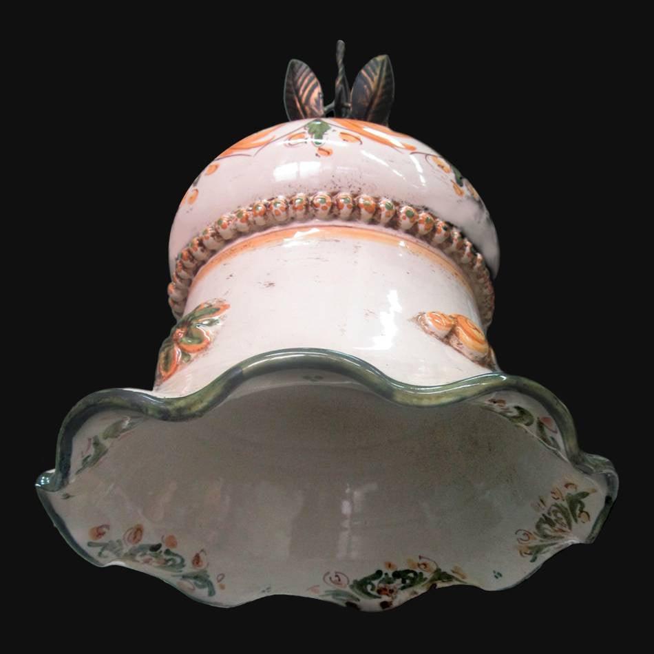 Lampadario a una coppetta Ø 16 s. d'arte verde/arancio - Ceramiche di Caltagirone Sofia