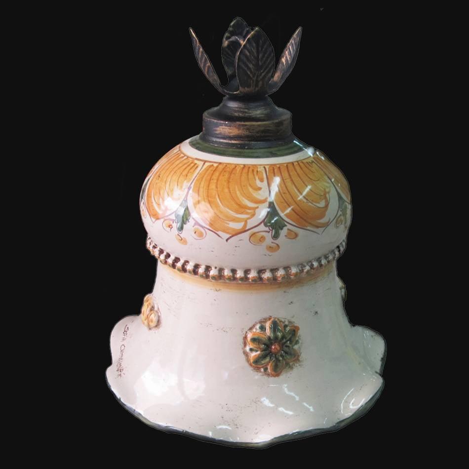 Lampadario a una coppetta Ø 16 s. d'arte verde/arancio - Ceramiche di Caltagirone Sofia