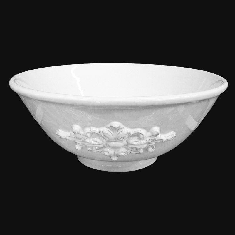 Lavabo da appoggio Ø 40 c/rosone in rilievo white line in Ceramica di Caltagirone - Ceramiche di Caltagirone Sofia