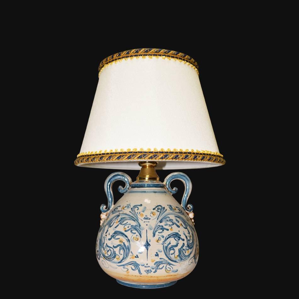 Lume comodino mod.Pe h 30 in blu e arancio - Ceramiche di Caltagirone Sofia - Ceramiche di Caltagirone Sofia
