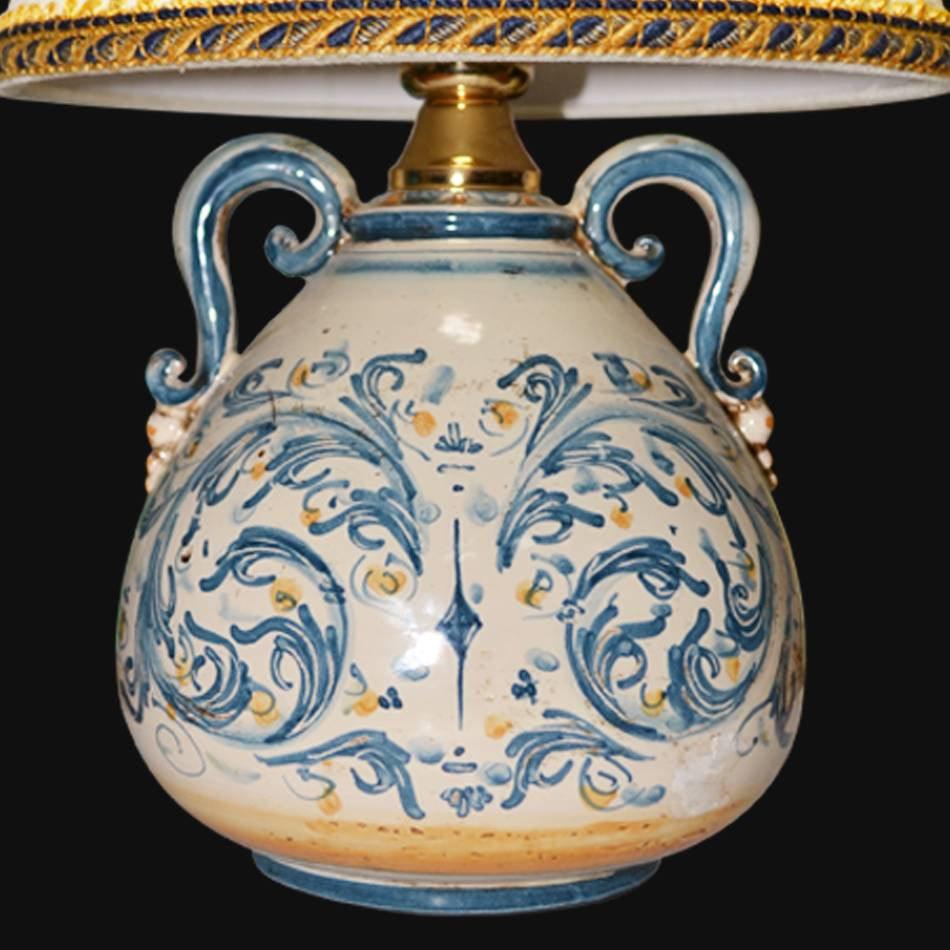 Lume comodino mod.Pe h 30 in blu e arancio - Ceramiche di Caltagirone Sofia - Ceramiche di Caltagirone Sofia