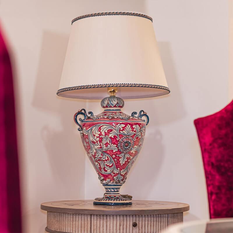 Caltagirone Keramik Keramik-Lampe — Bordeaux
