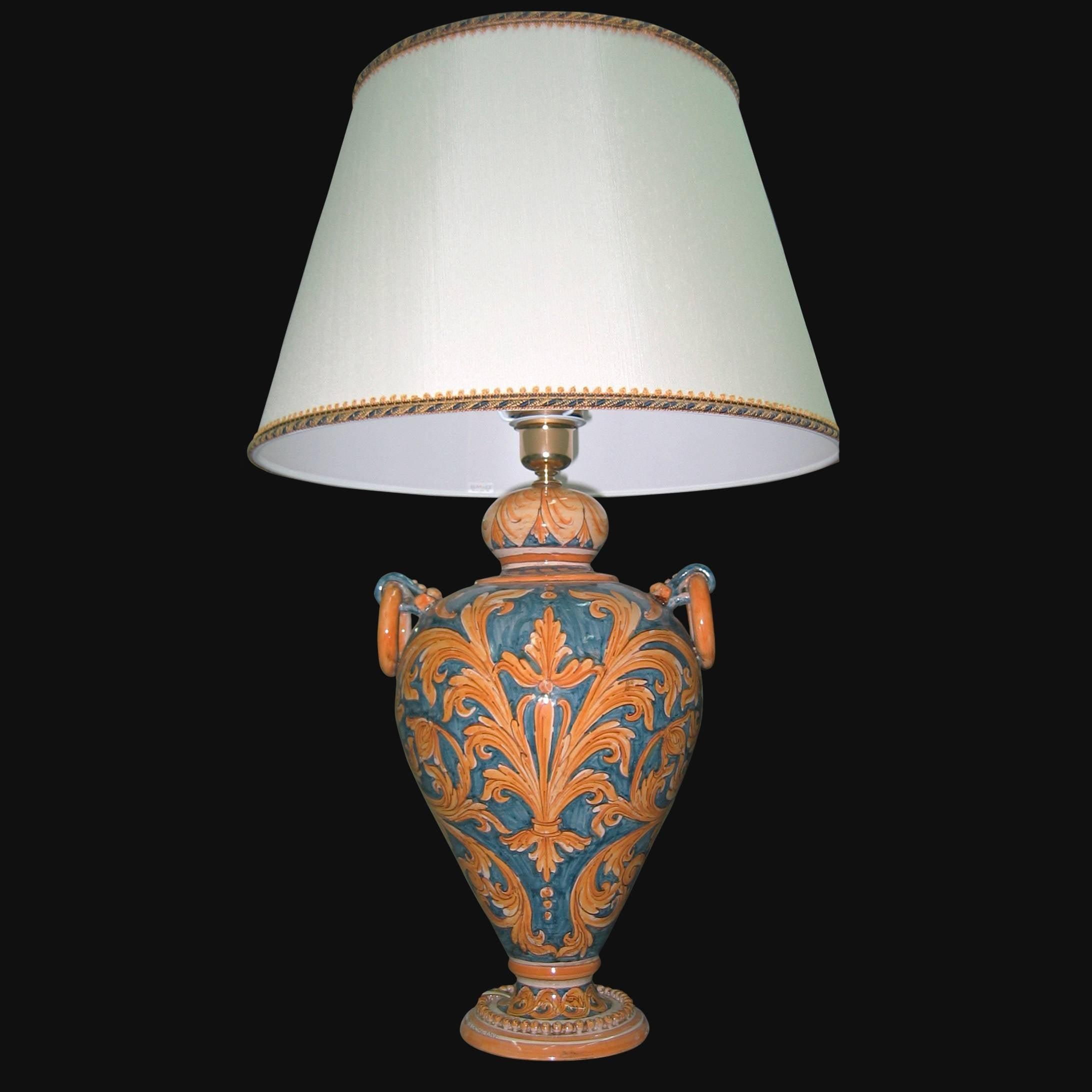 Lume Ornamentale in ceramica di Caltagirone Ornato Fondo Blu - Ceramiche di Caltagirone Sofia
