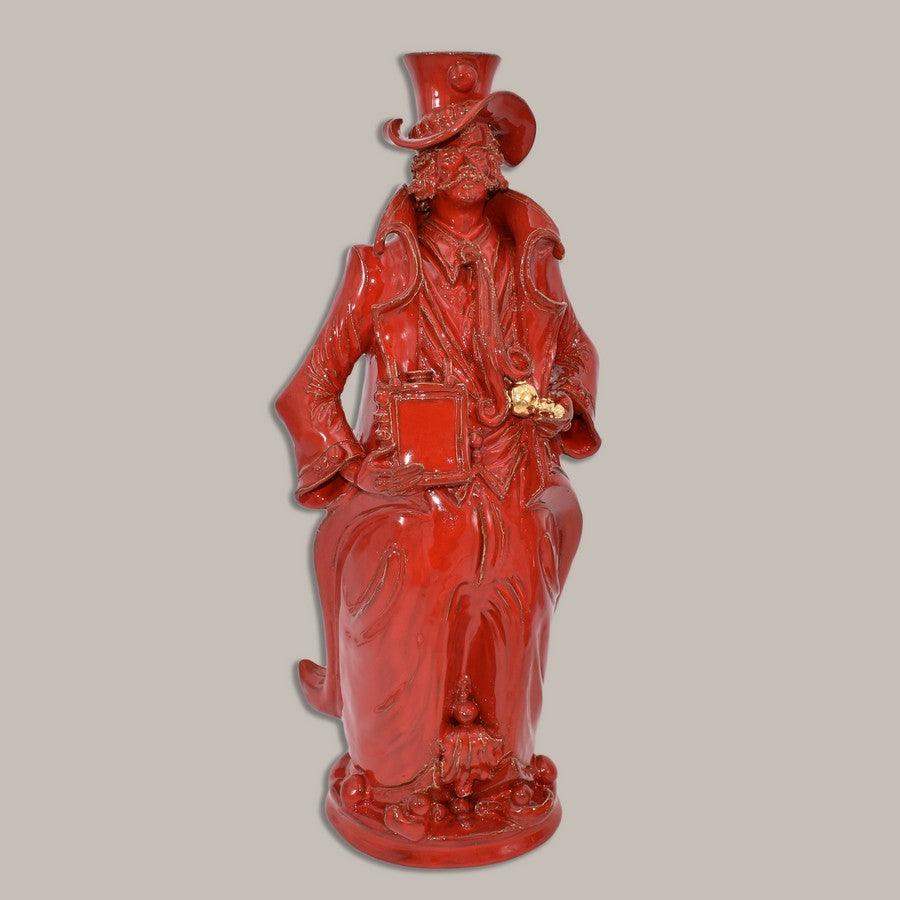 Lumiera grande uomo h 40 Rosso Fuoco - Ceramiche di Caltagirone Sofia