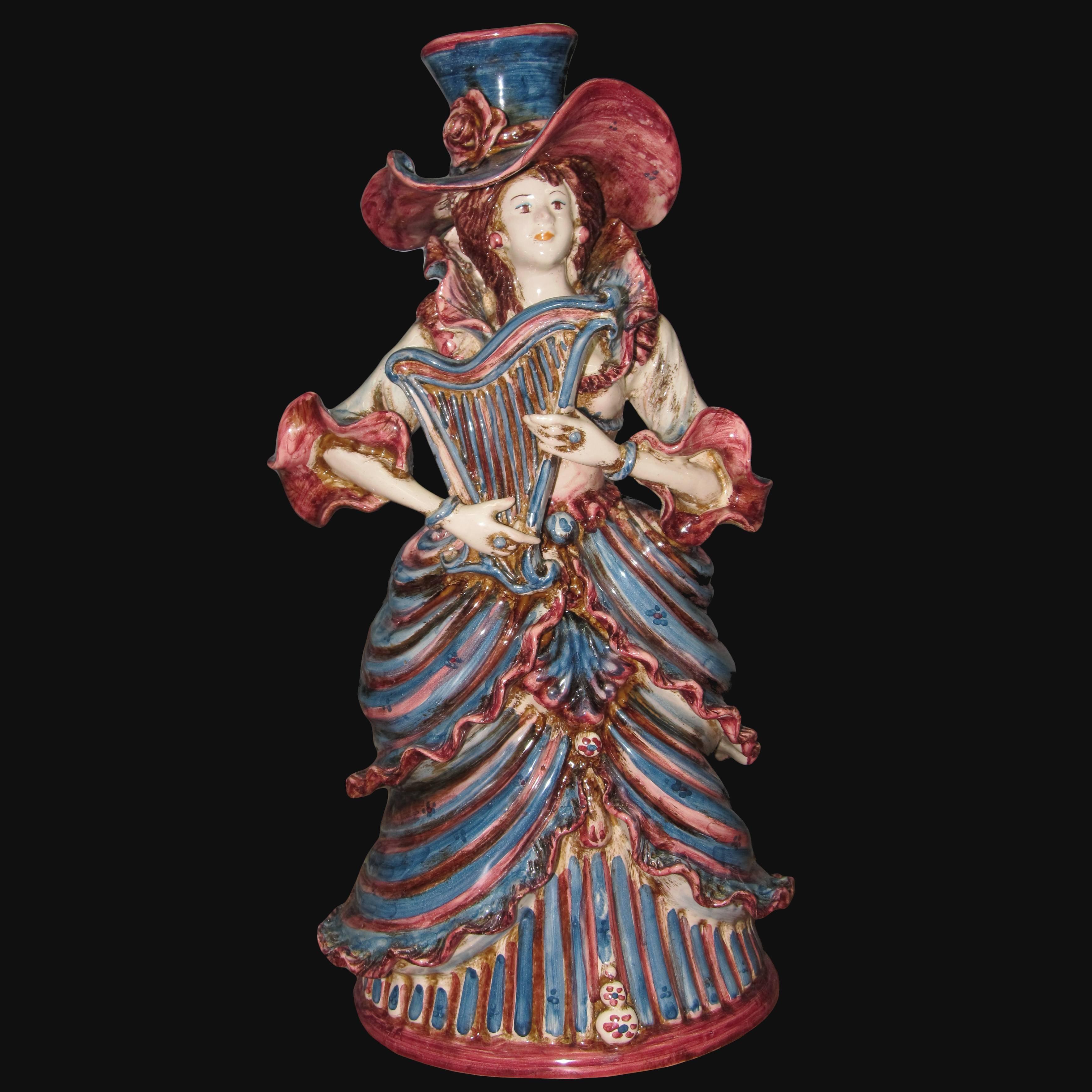 Lumiera media h 34 blu/bordeaux - Ceramiche di Caltagirone Sofia