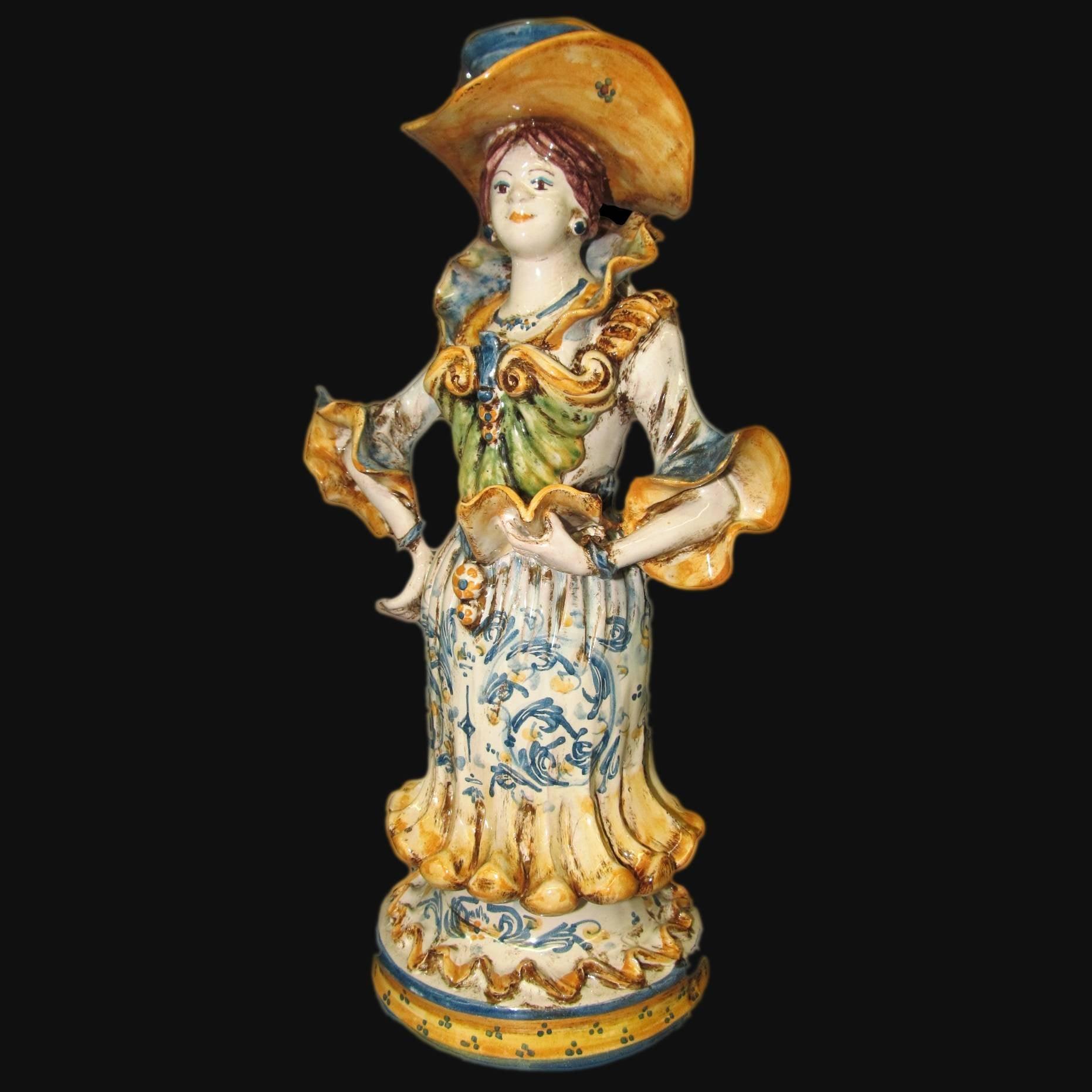 Lumiera piccola femmina h 31 tricolore - Modellato a Mano - Ceramiche di Caltagirone Sofia