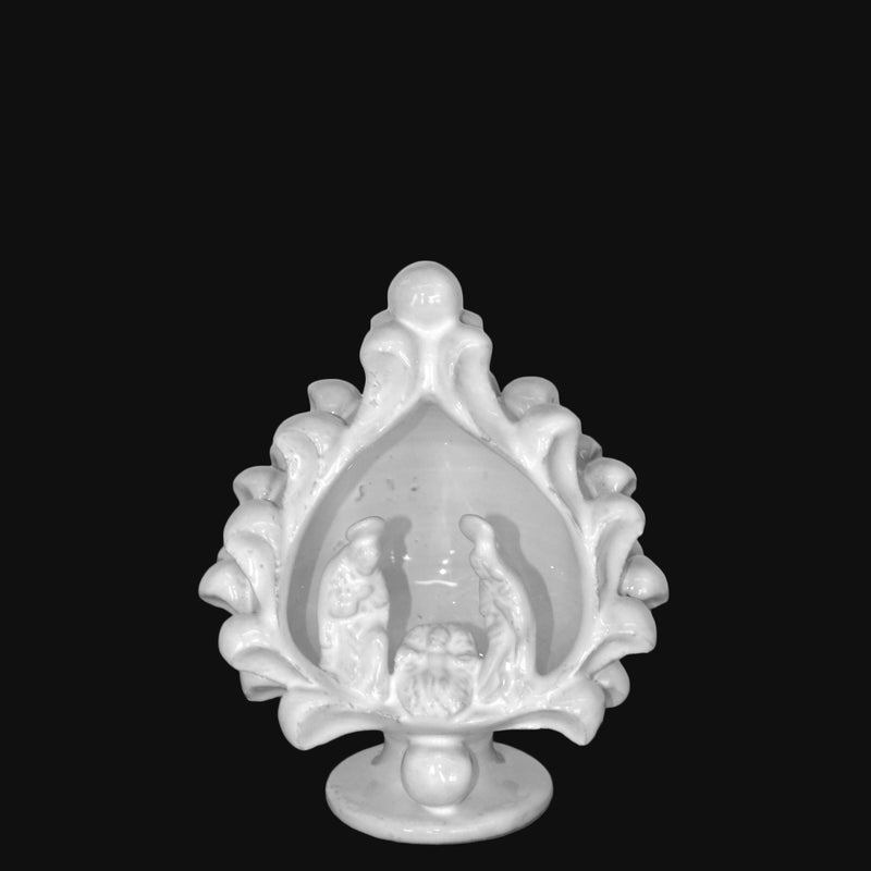 Natività a pigna h 12 white line - Presepe di Caltagirone