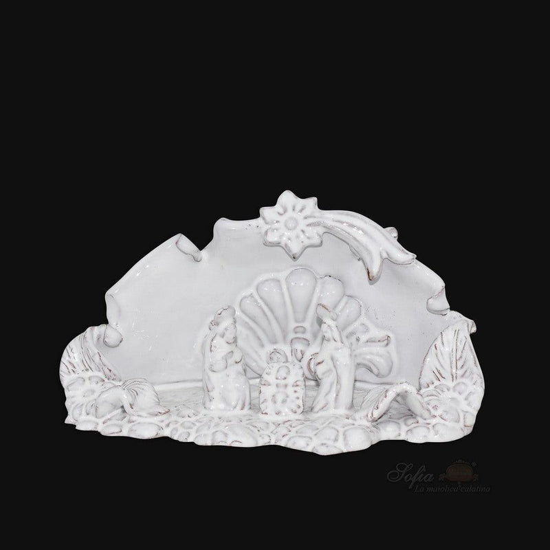 Natività Media in Ceramica di Caltagirone 14x10 cm - White Line
