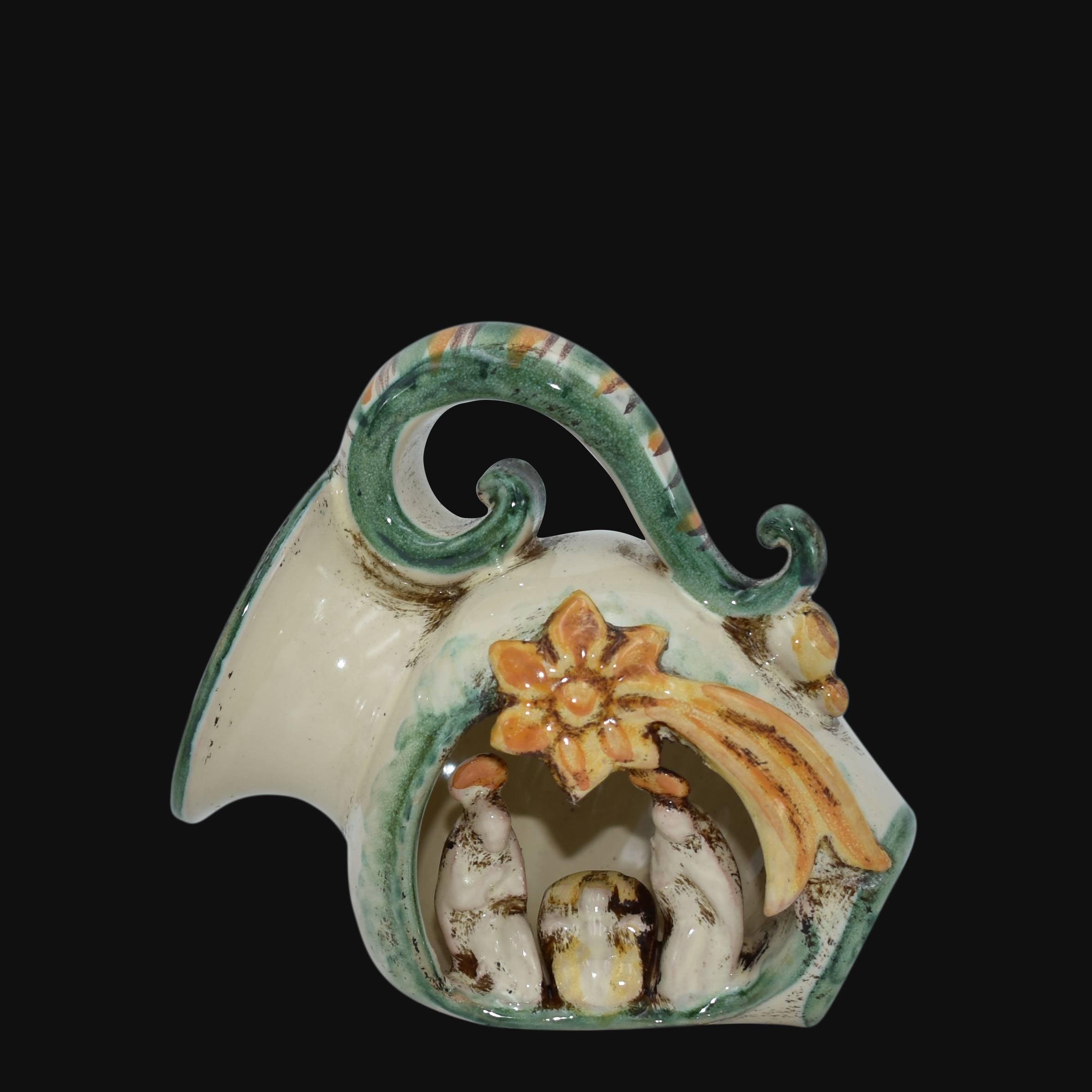 Natività mini giara h 10 verde/arancio - Presepe di Caltagirone - Ceramiche di Caltagirone Sofia