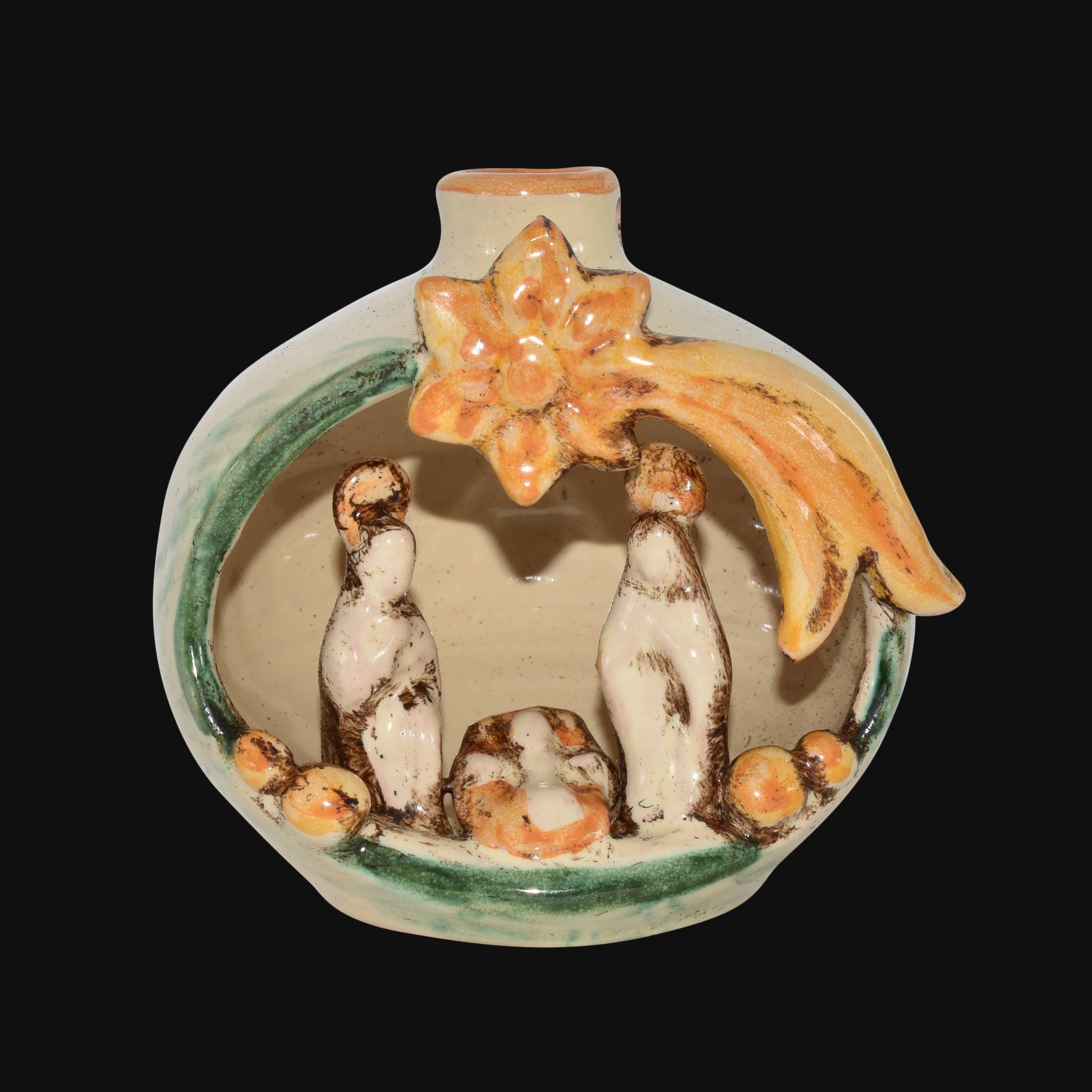 Natività mini pallina h 10 verde arancio - Presepi di Caltagirone - Ceramiche di Caltagirone Sofia