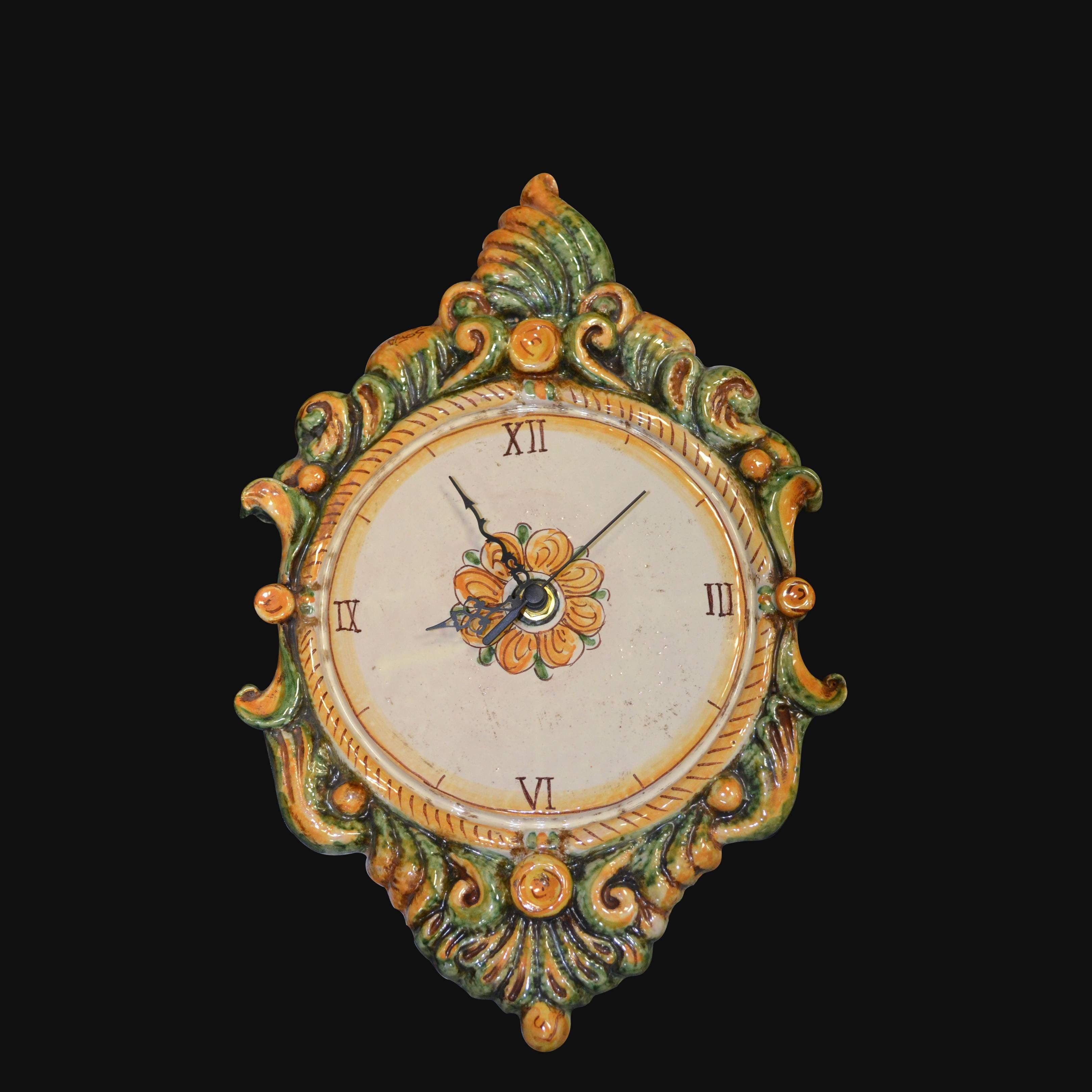 Orologio a rilievo 1°M h 35 verde/arancio in Ceramica artistica di Caltagirone - Ceramiche di Caltagirone Sofia