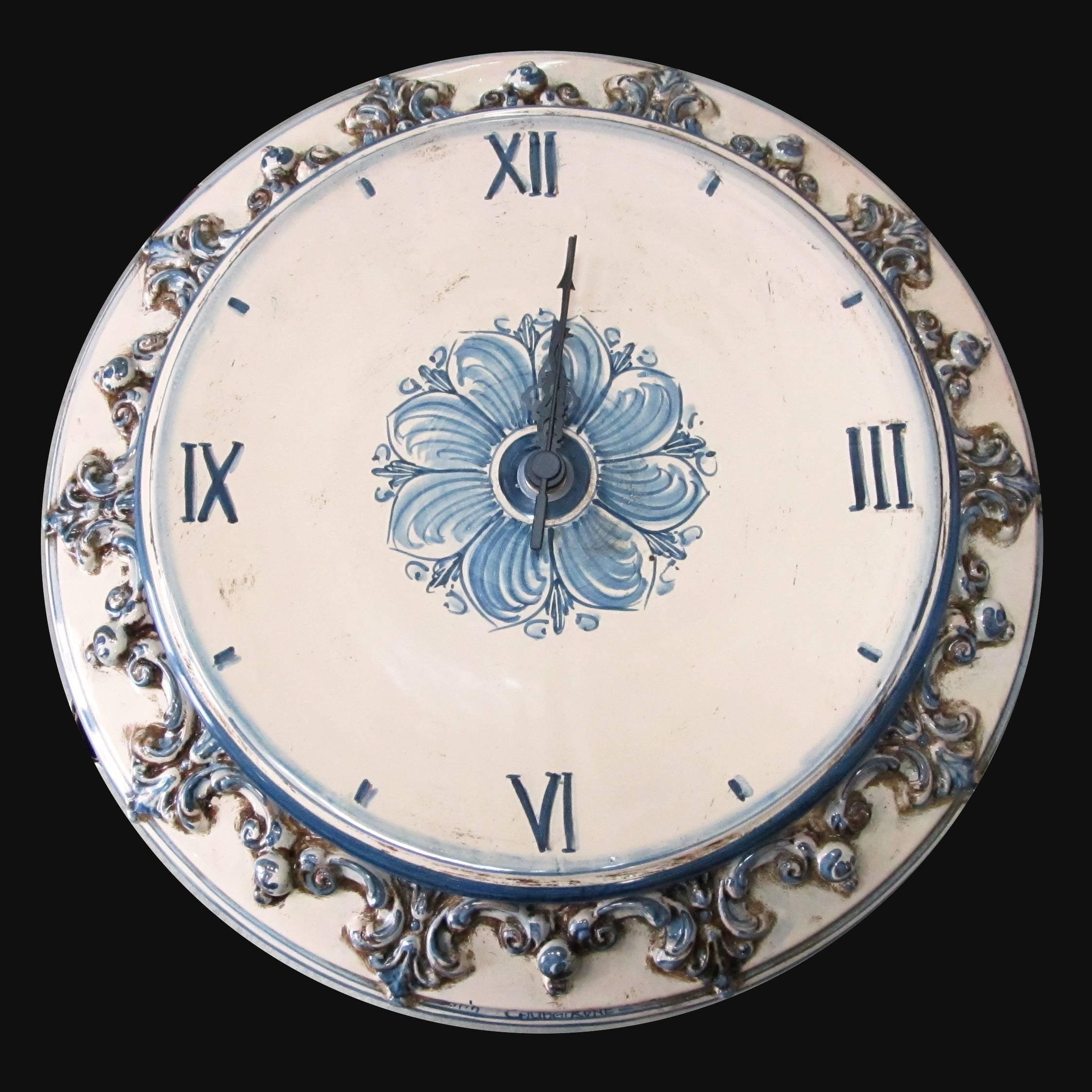 Orologio Ø 38 plastico sofia mono blu - Ceramiche di Caltagirone Sofia - Ceramiche di Caltagirone Sofia