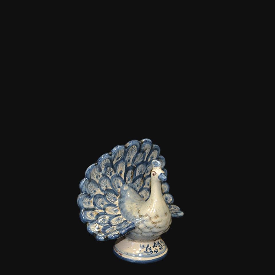 Pavone in ceramica mono blu - Ceramiche di Caltagirone Sofia - Ceramiche di Caltagirone Sofia