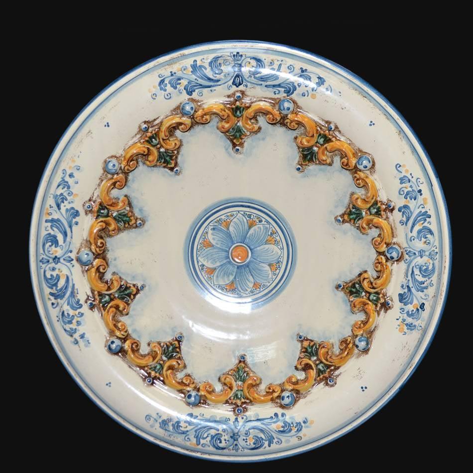 Piatto ornamentale Ø 30 o 40 cm plast Sofia tricolore in ceramica artistica di Caltagirone - Ceramiche di Caltagirone Sofia