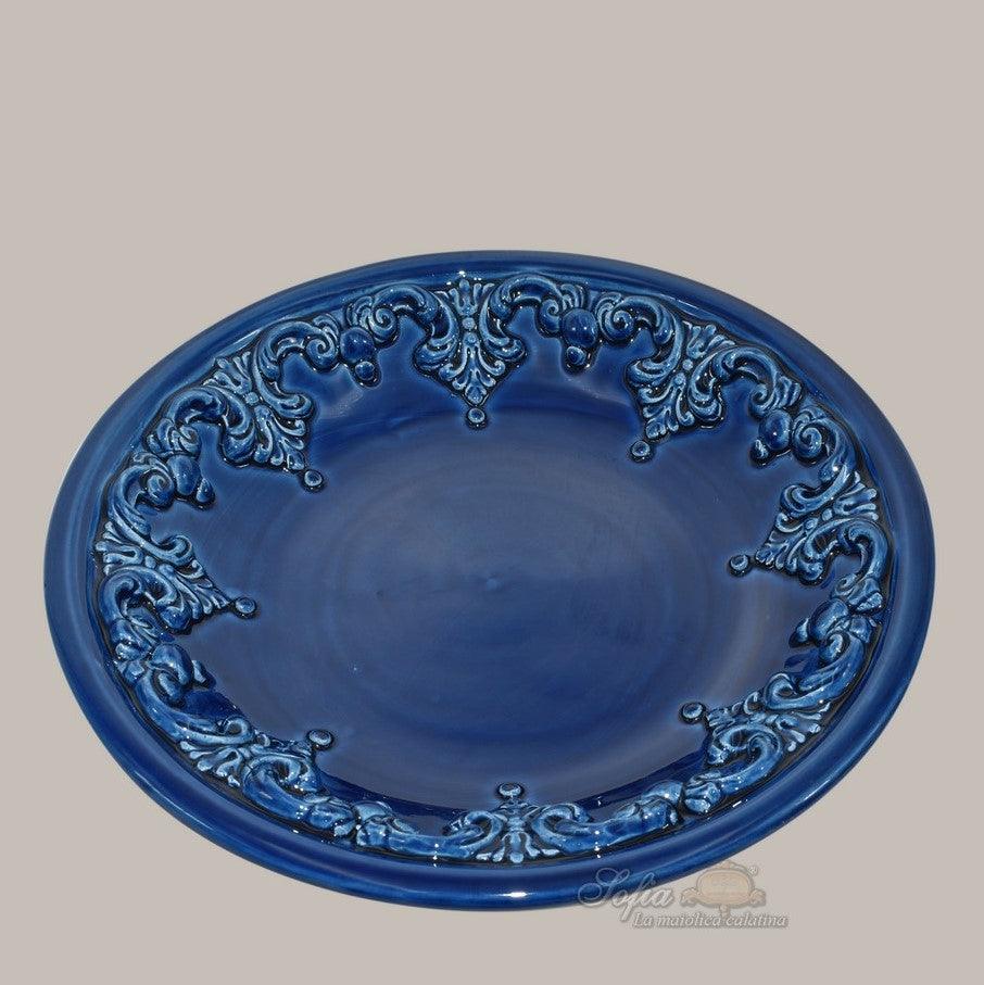 Piatto svuota tasche diam. 30 cm plast Sofia blu intenso in ceramica artistica di Caltagirone - Ceramiche di Caltagirone Sofia