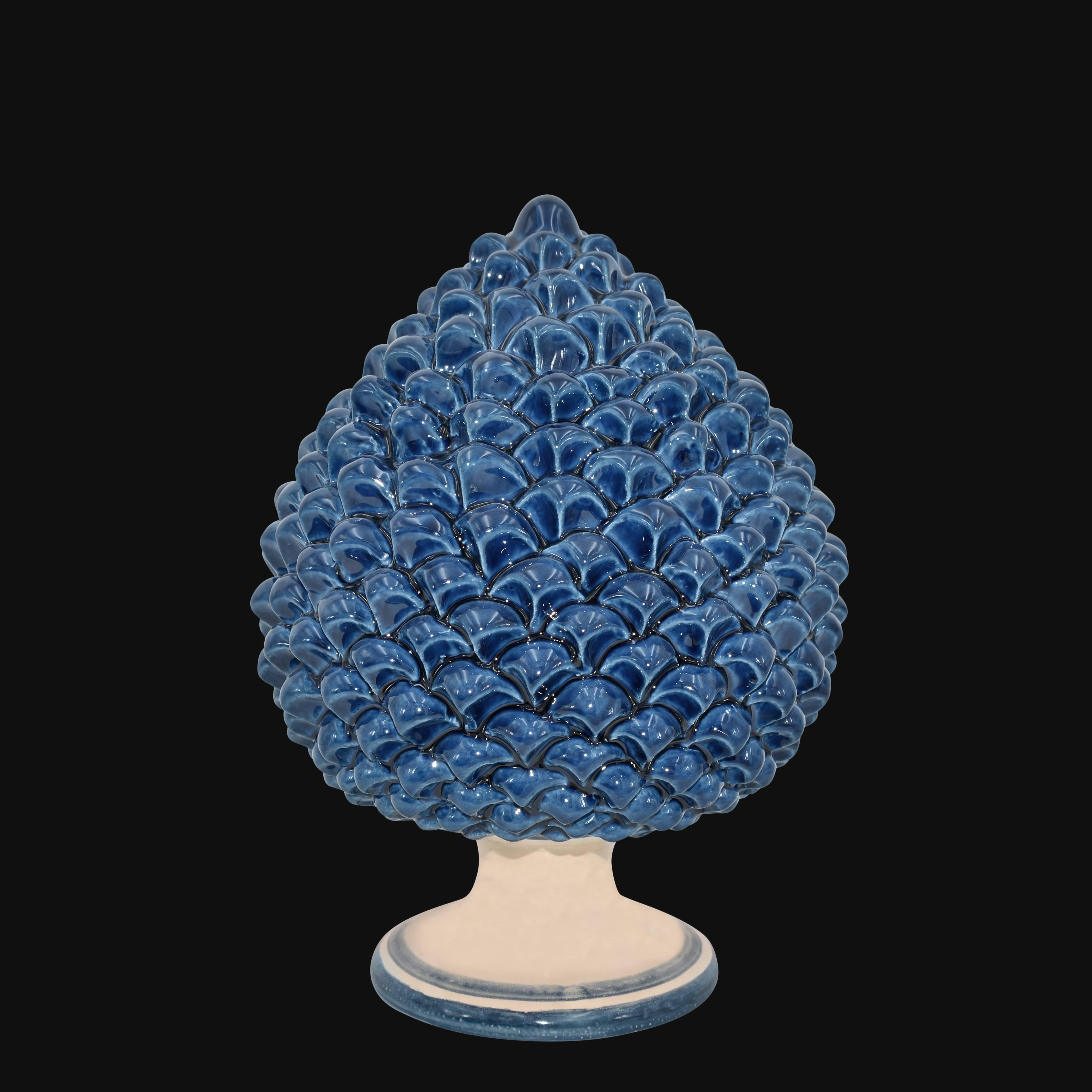 Pigna artigianale di Caltagirone modellata a mano altezza 25/40 mono blu - Ceramiche di Caltagirone Sofia