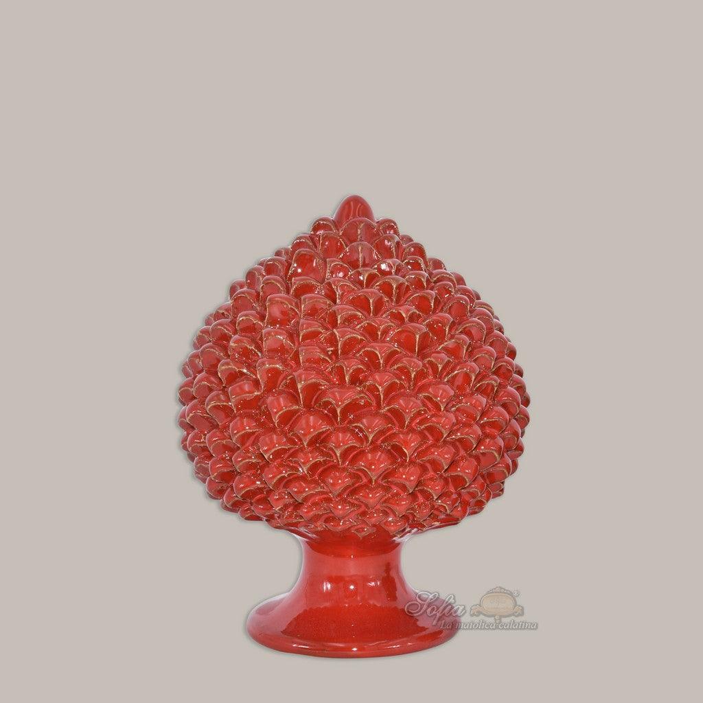 Pigna artigianale di Caltagirone modellata a mano altezza 25/40 Rosso Fuoco - Ceramiche di Caltagirone Sofia
