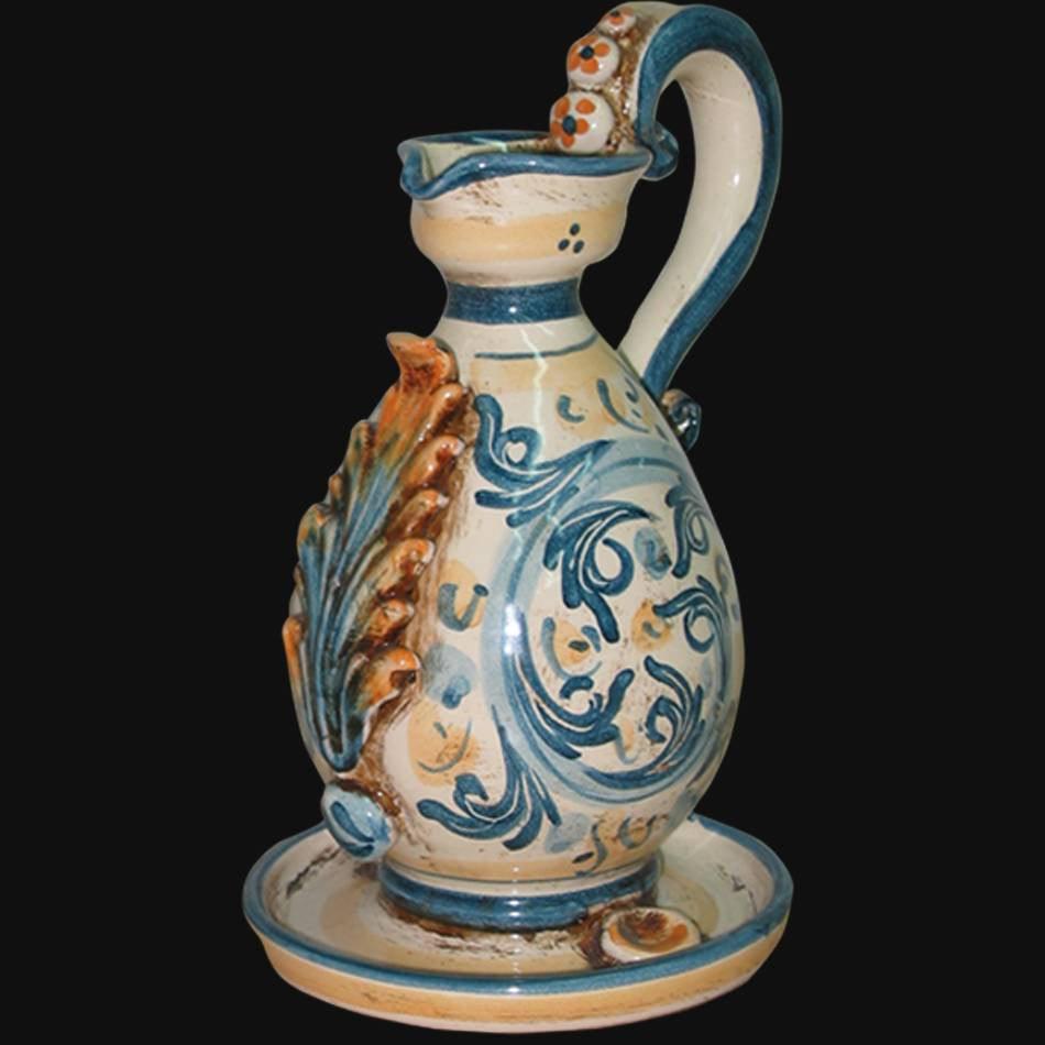 Portacandela in s. d'arte blu e arancio - Lucerna in ceramica di Caltagirone - Ceramiche di Caltagirone Sofia