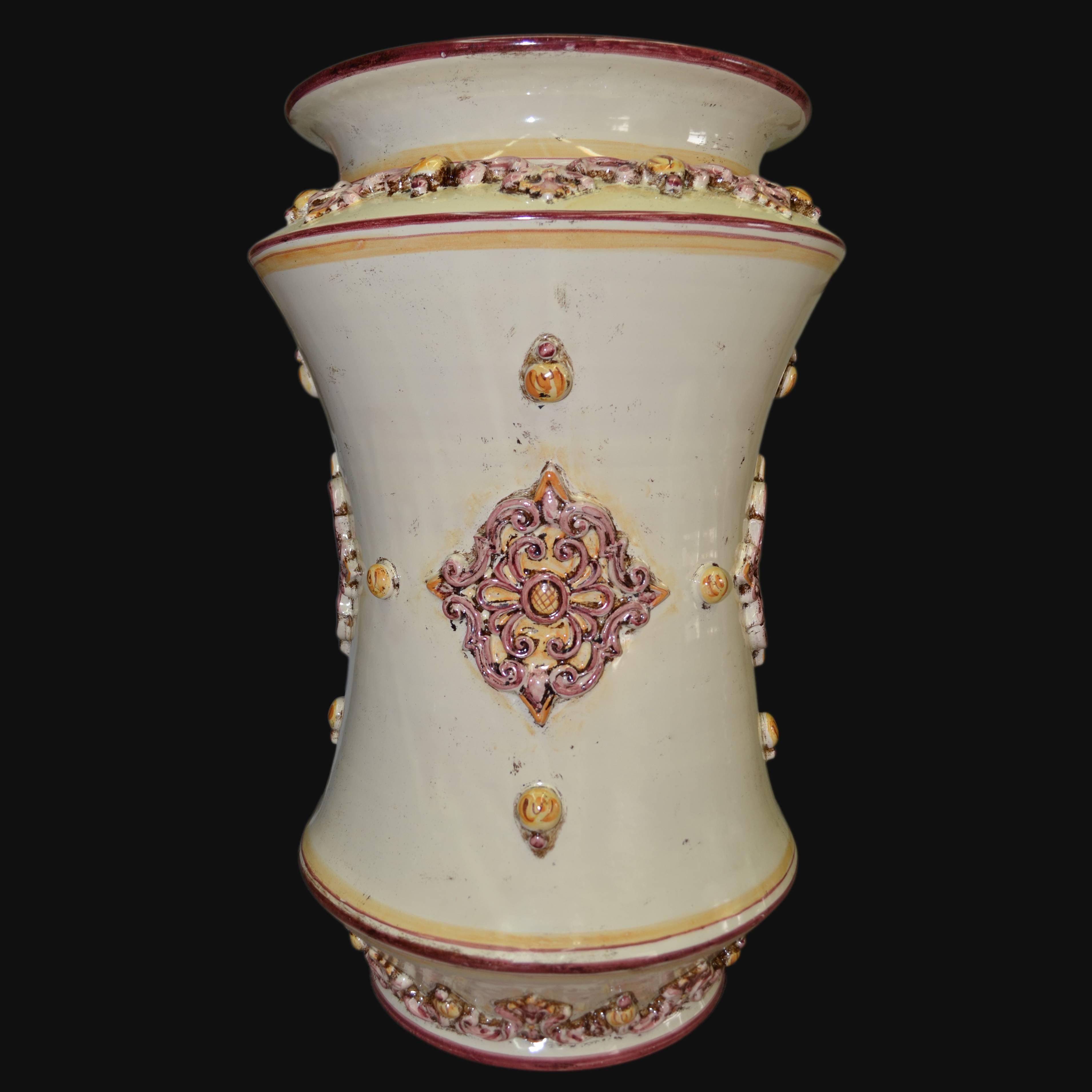 Portaombrelli ad albarello h 50 plastico Sofia bordeaux e arancio - Ceramiche di Caltagirone Sofia