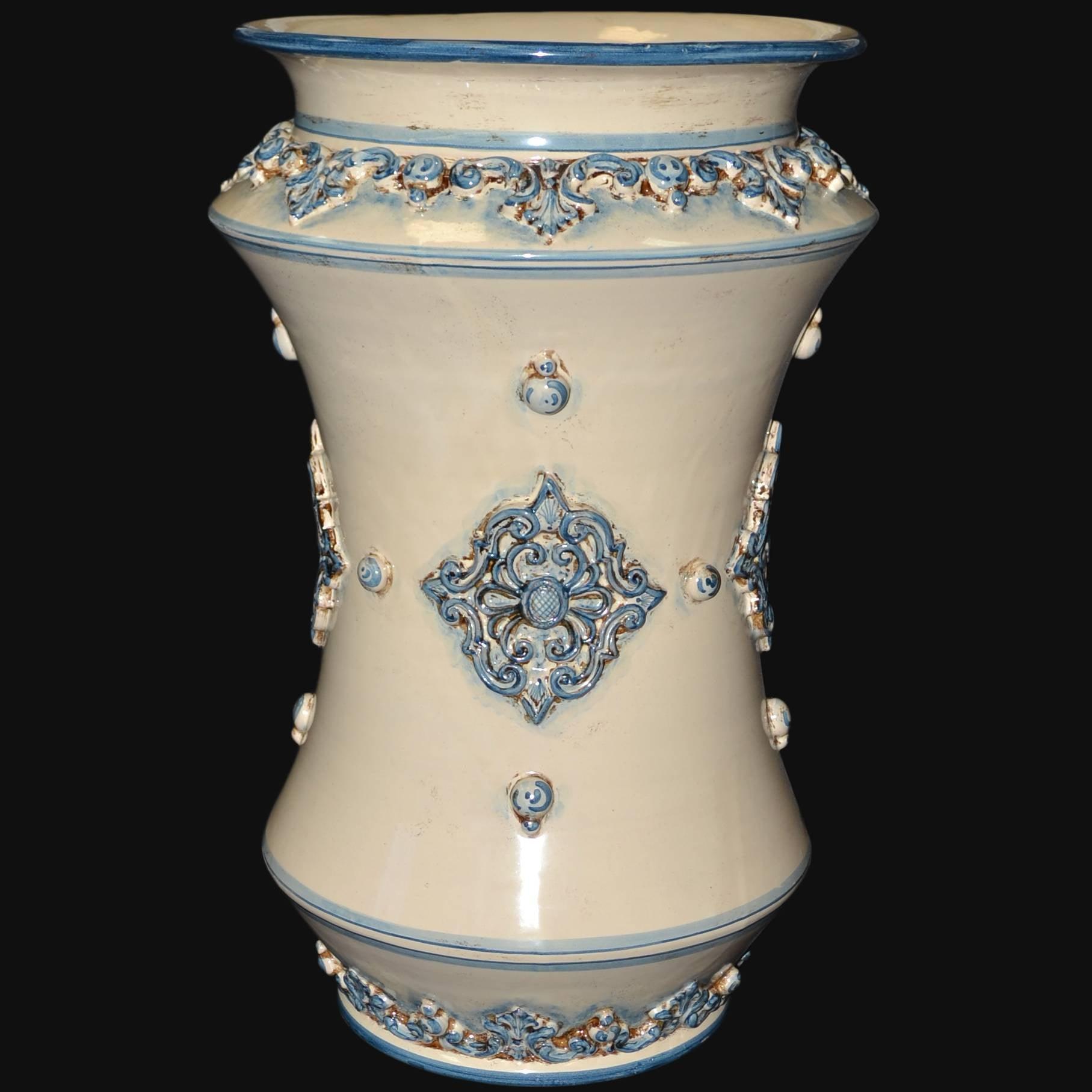 Portaombrelli ad albarello h 50 plastico Sofia mono blu - Ceramiche di Caltagirone Sofia