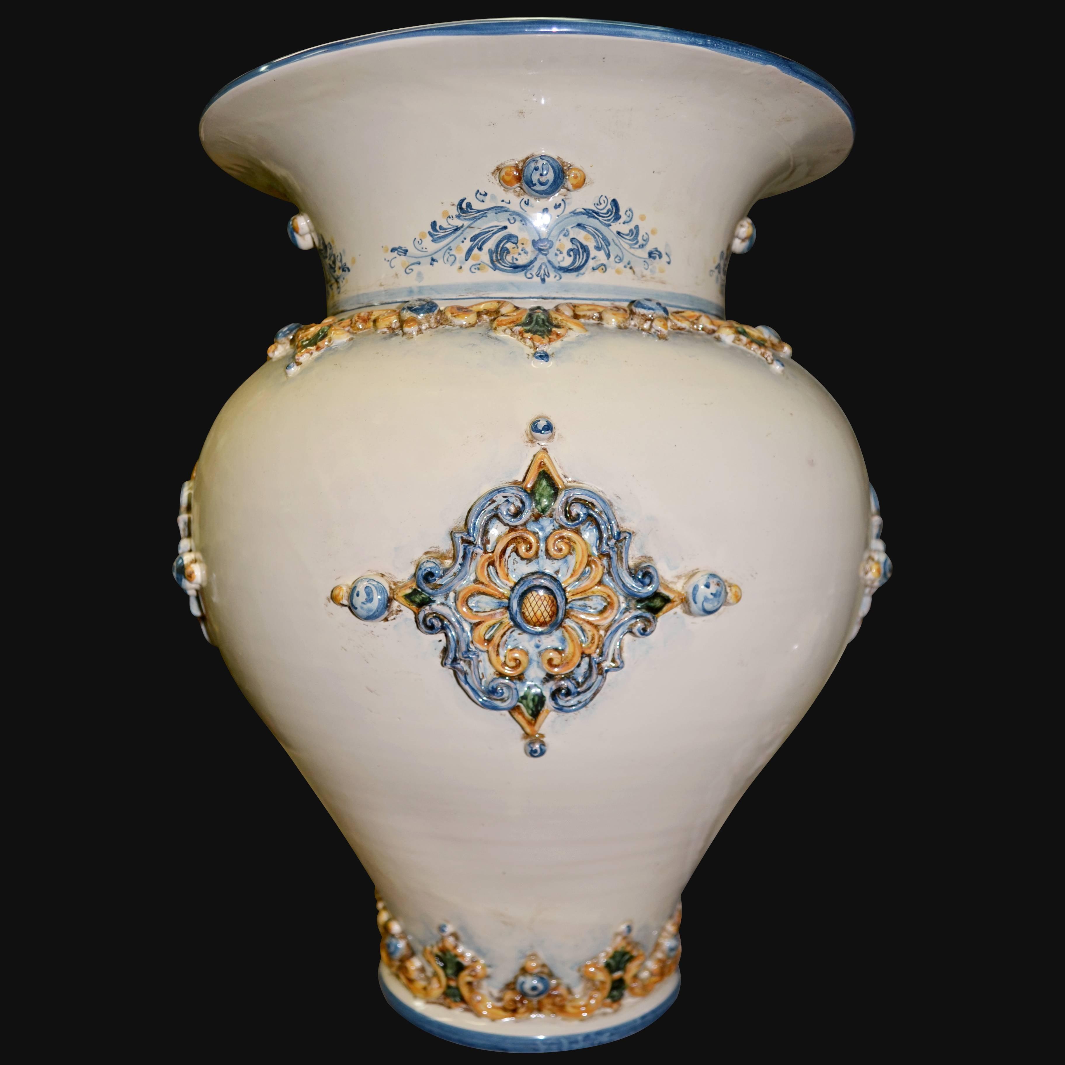 Portaombrelli panciuto h 50 plastico Sofia blu e arancio - Ceramiche di Caltagirone Sofia