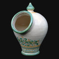 Saliera con buco cm 18x26 s. d'arte verde/arancio in Ceramica Artistica di Caltagirone - Ceramiche di Caltagirone Sofia