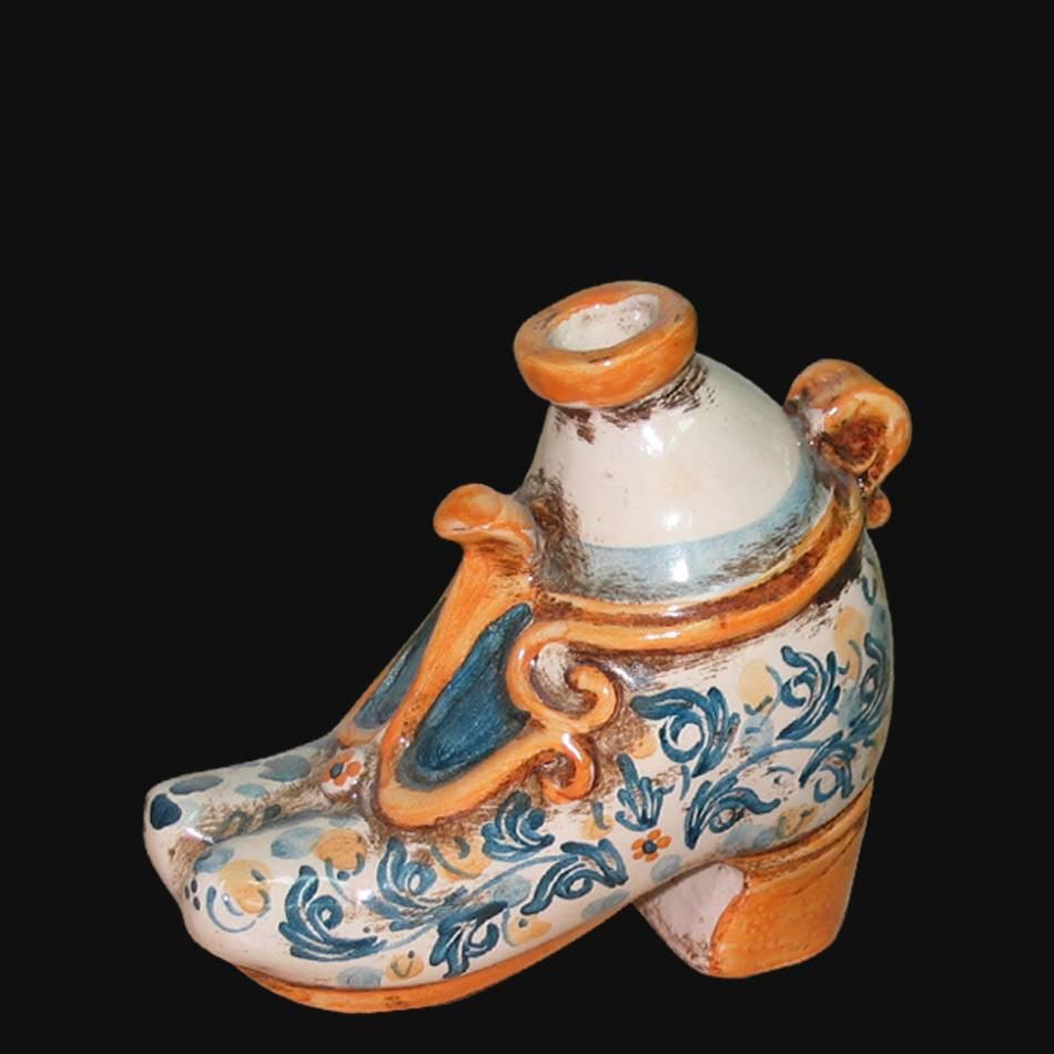 Scarpa scaldamano f 11x10 s. d'arte blu e arancio - Ceramiche di Caltagirone Sofia