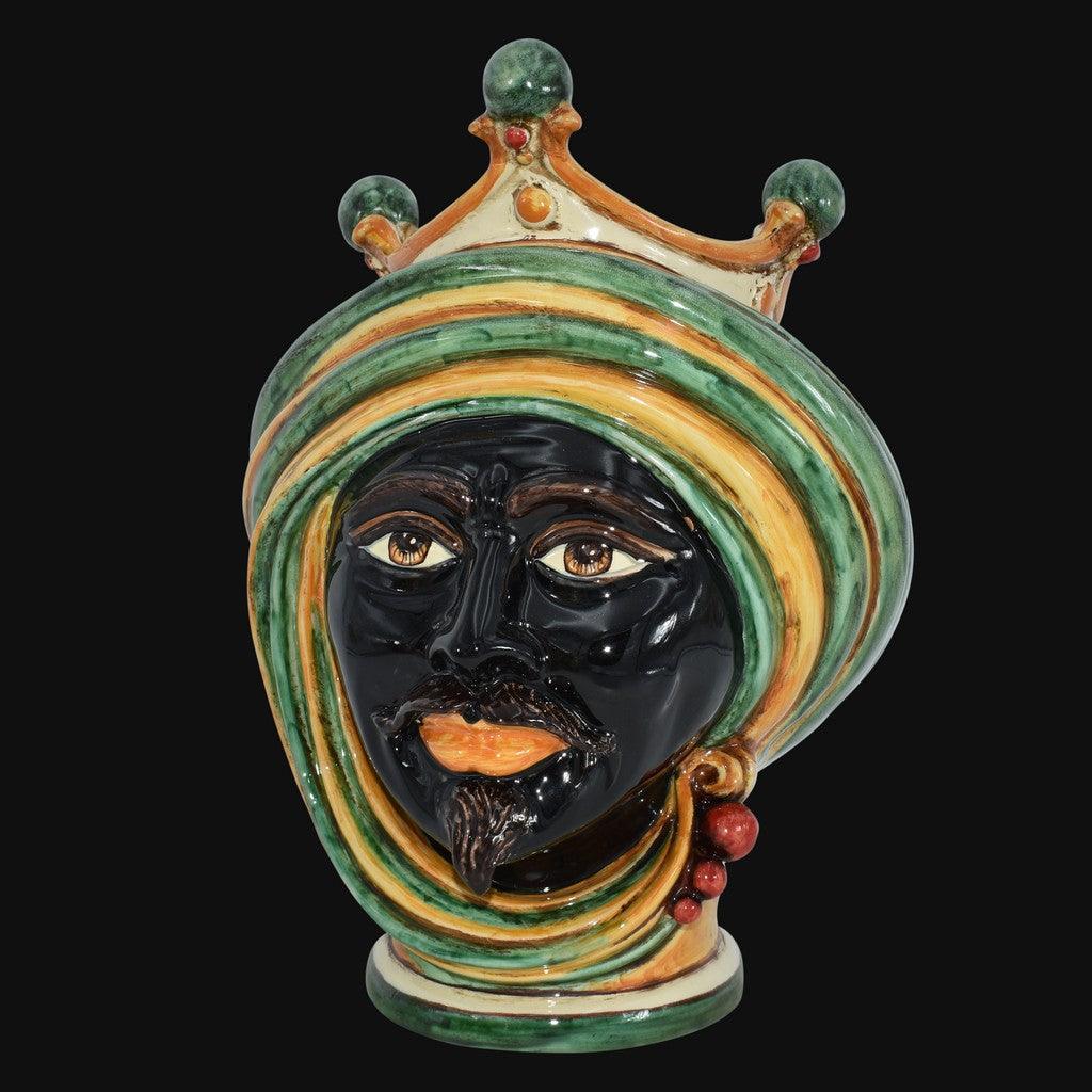 Testa di Moro h 30 in verde e arancio maschio moro in Ceramica di Caltagirone - Ceramiche di Caltagirone Sofia