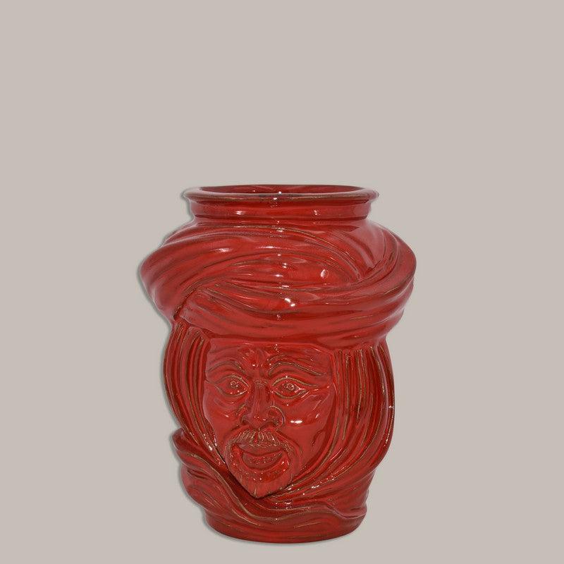 Testa di moro moderna h 20 rosso fuoco uomo ceramiche di caltagirone - Ceramiche di Caltagirone Sofia