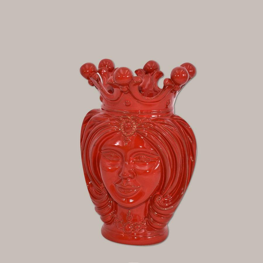 Testa di moro moderna h 25 rosso fuoco donna ceramiche di caltagirone - Ceramiche di Caltagirone Sofia