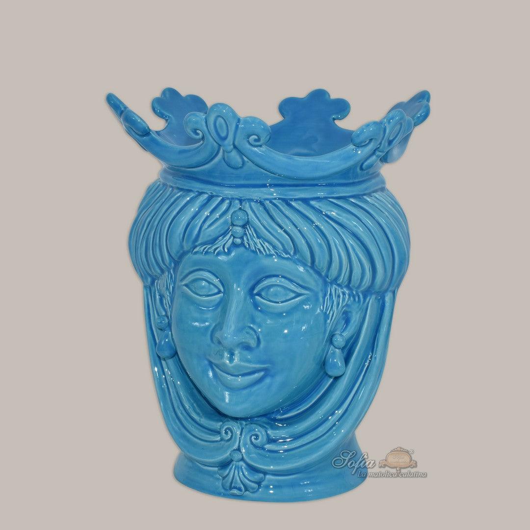 Testa di moro moderna h 25 turchese donna ceramiche di caltagirone - Ceramiche di Caltagirone Sofia