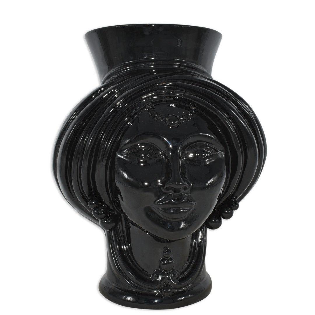 Testa di moro moderna h 30 black line donna ceramiche di caltagirone - Ceramiche di Caltagirone Sofia