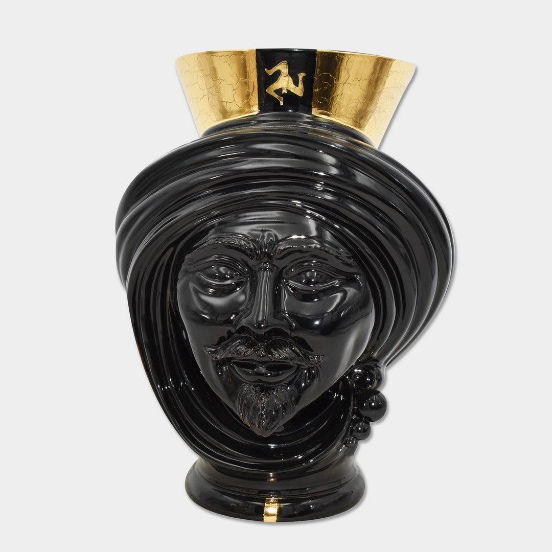 Testa di moro moderna h 30 black/gold uomo ceramiche di caltagirone - Ceramiche di Caltagirone Sofia