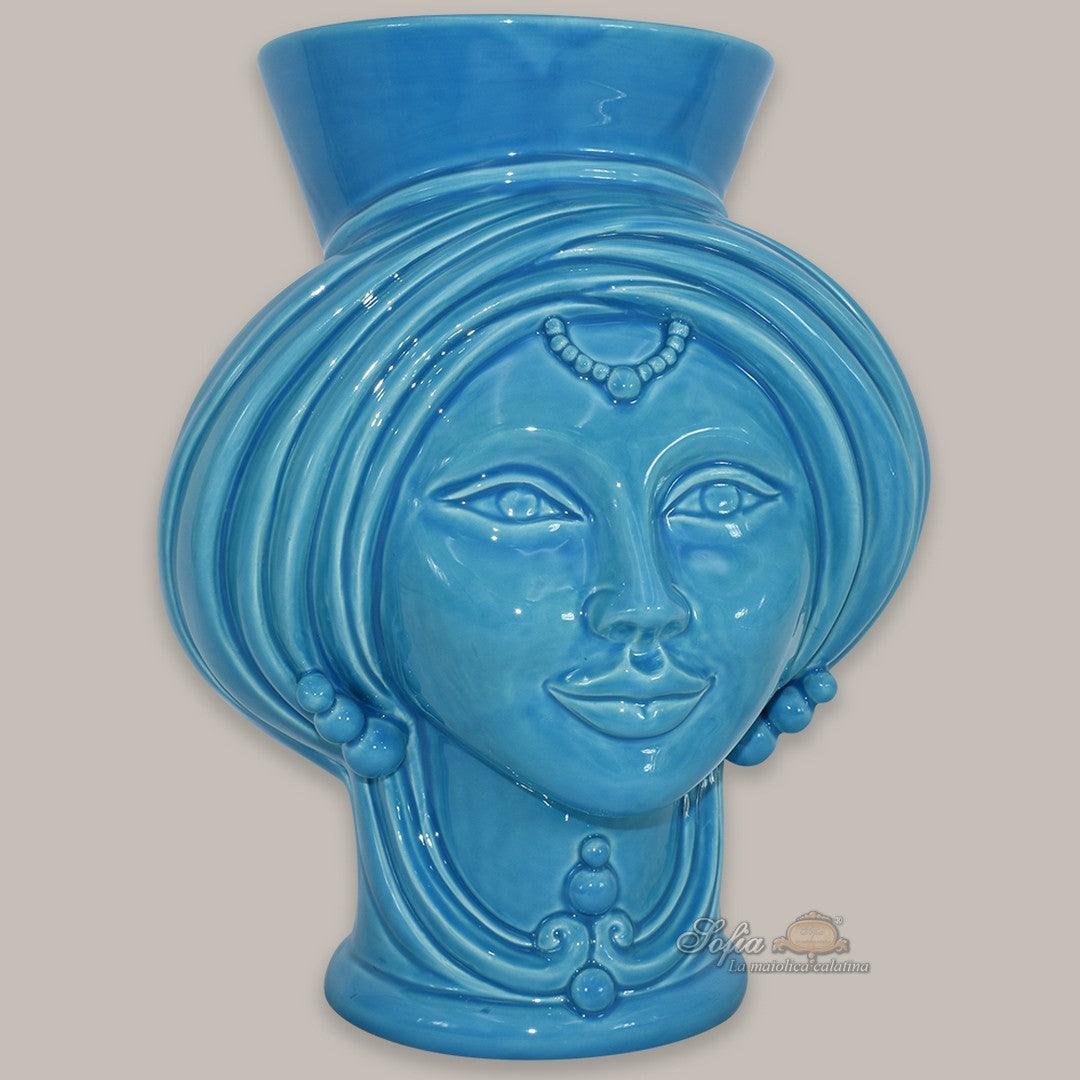 Testa di moro moderna h 30 turchese donna ceramiche di caltagirone - Ceramiche di Caltagirone Sofia