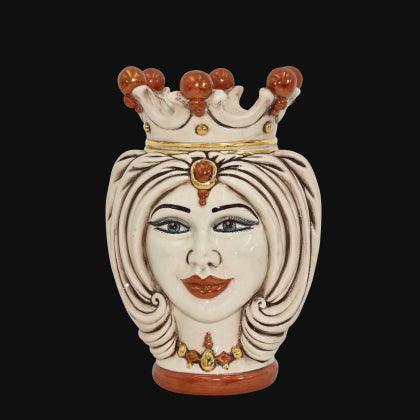 Testa donna h 25 turbante madreperla con oro e lustri femmina - Ceramiche di Caltagirone Sofia