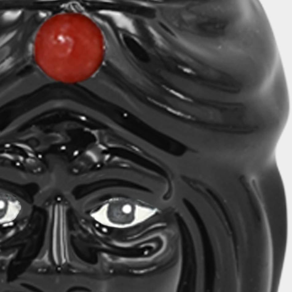 Testa h 10 c/perline rosse black line maschio - Ceramiche di Caltagirone Sofia