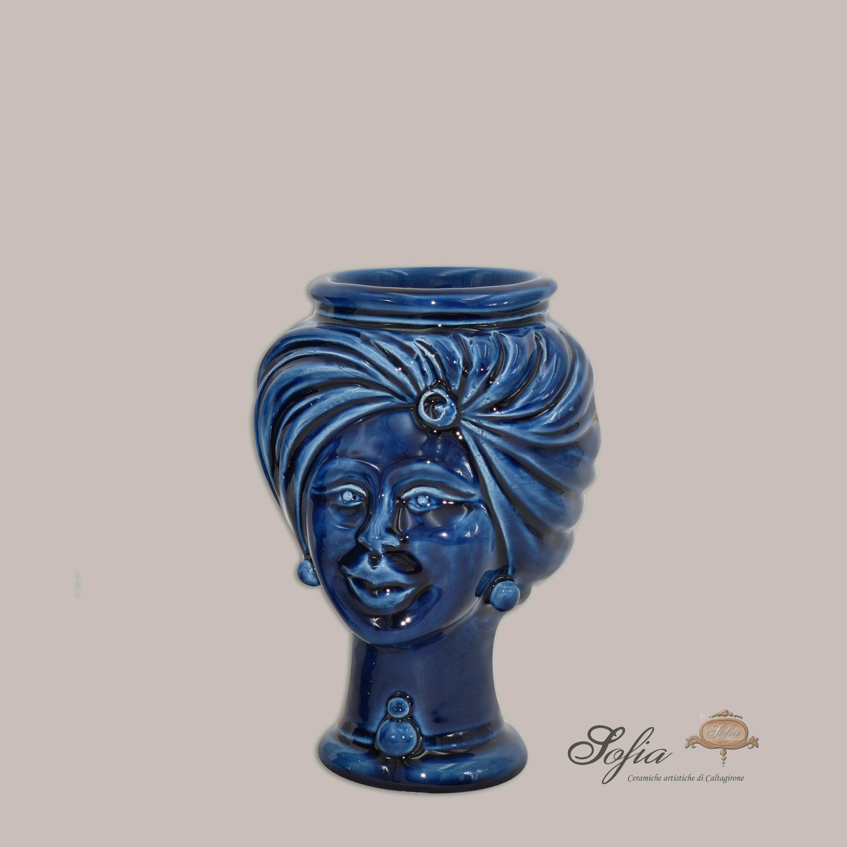 Testa h 16 tuareg Blu intenso femmina - Ceramiche di Caltagirone Sofia - Ceramiche di Caltagirone Sofia