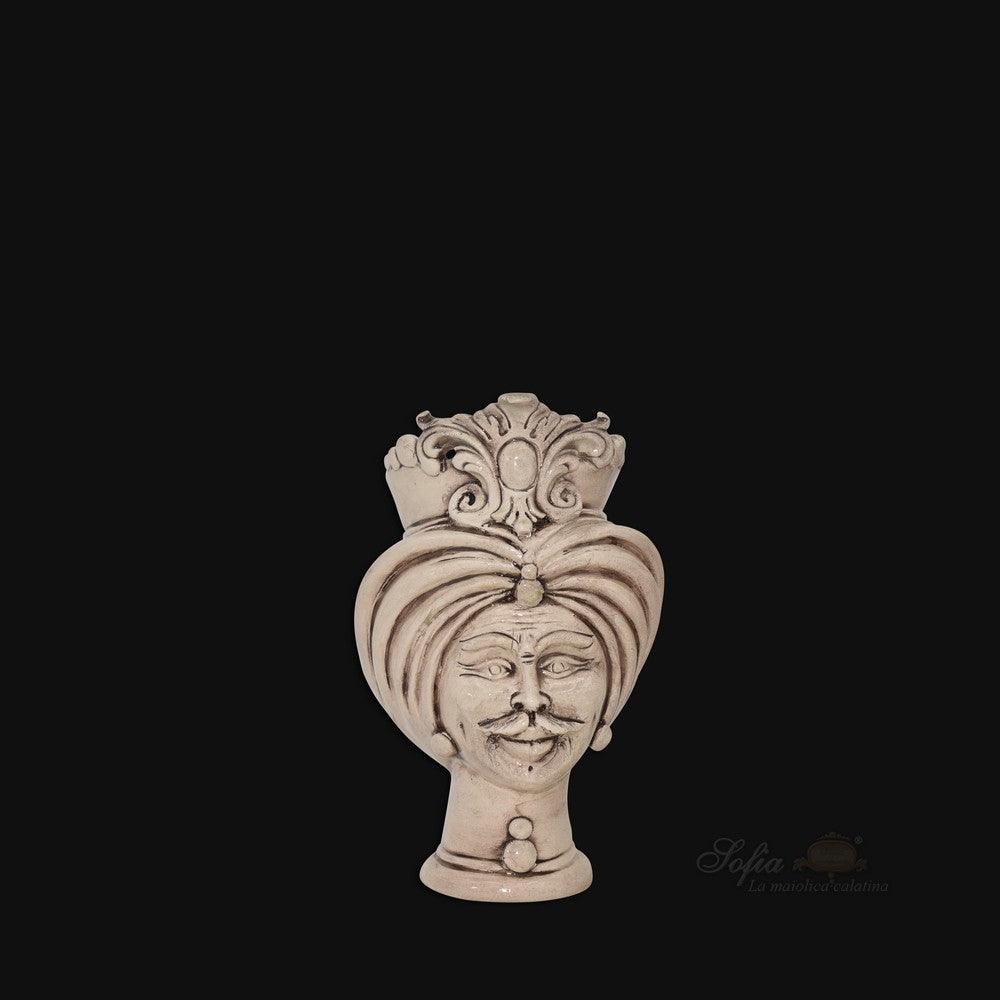 Testa h 16 tuareg madreperla antichizzato maschio - Ceramiche di Caltagirone Sofia - Ceramiche di Caltagirone Sofia