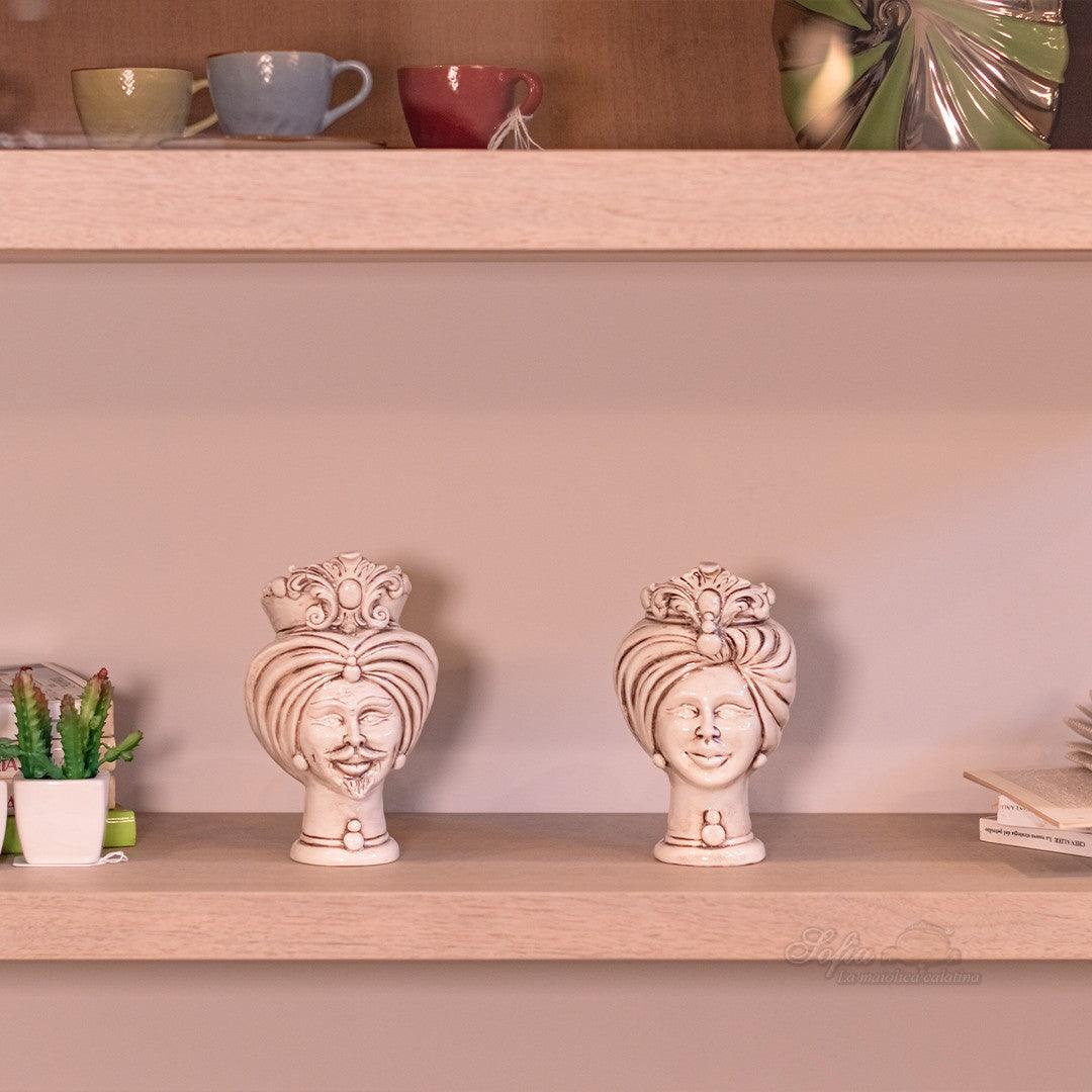 Testa h 16 tuareg madreperla antichizzato maschio - Ceramiche di Caltagirone Sofia - Ceramiche di Caltagirone Sofia