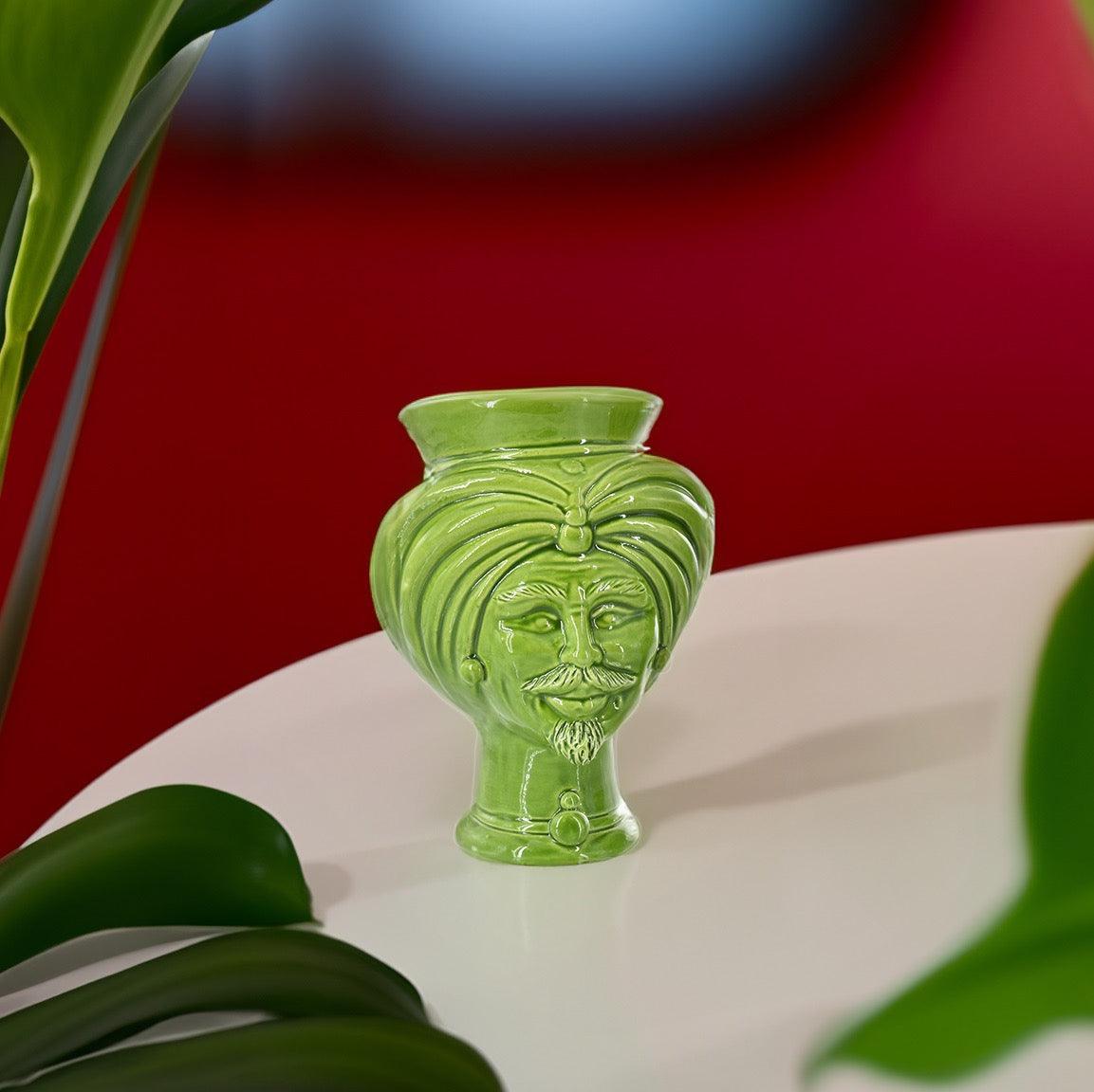 Testa h 16 tuareg Verde Foglia uomo - Ceramiche di Caltagirone Sofia
